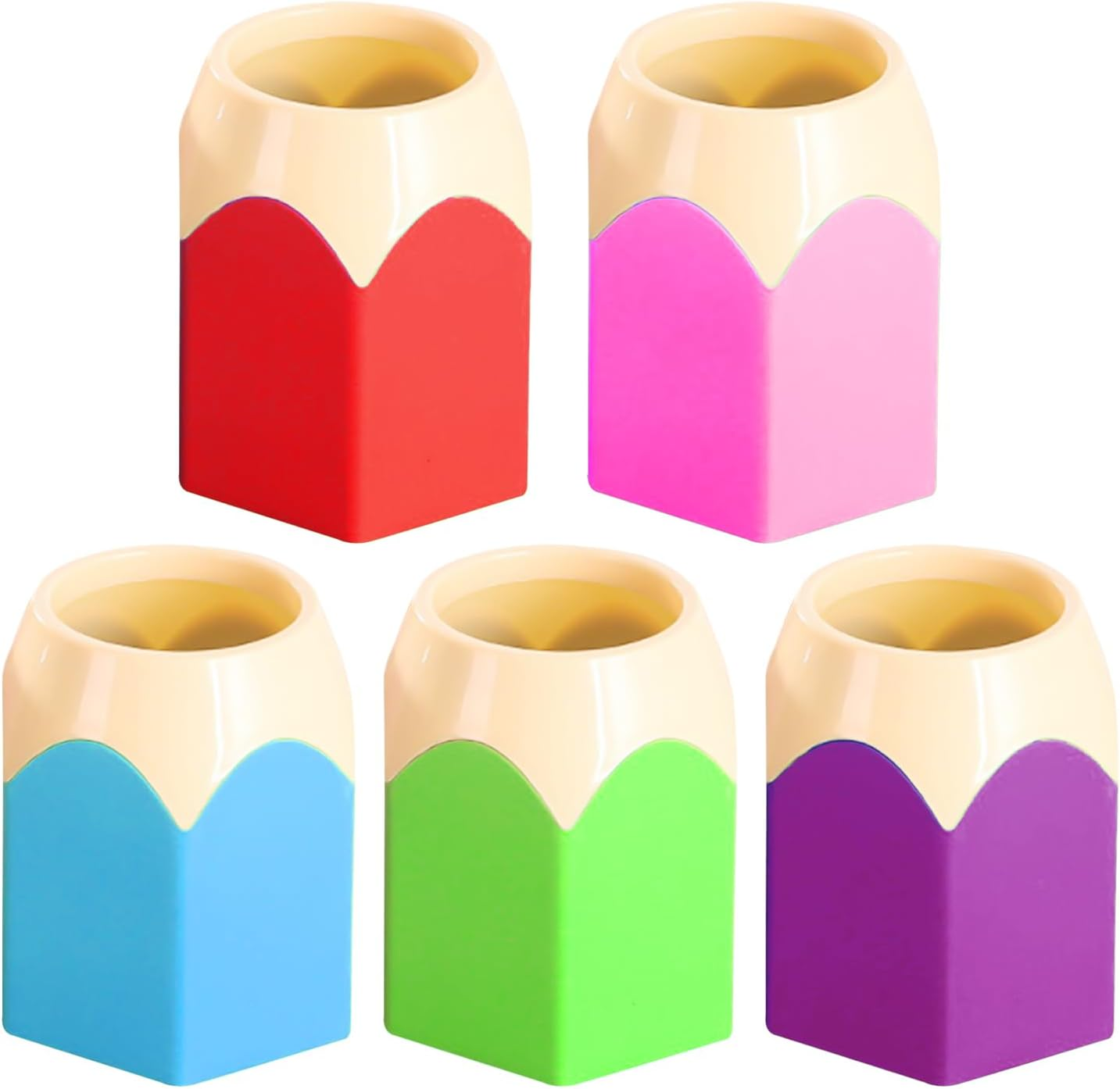 ZBHDEYG 5-Piece Contrast Color Pen Holder, Creative Pen Nib Design, Desk Storage Box for Stationery, Makeup Brush Storage, Office/Study Decor