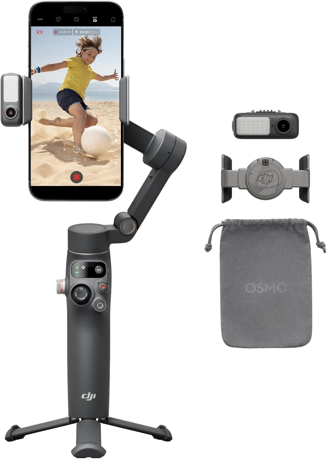 DJI Osmo Mobile 7P Gimbal Stabilizer for Iphone, Android, Native Tracking, Lighting, 3-Axis Phone Gimbal, Quick Launch, One-Tap Edit, Built-In Extension Rod & Tripod, 10Hrs Use, Phone Charging image number 2
