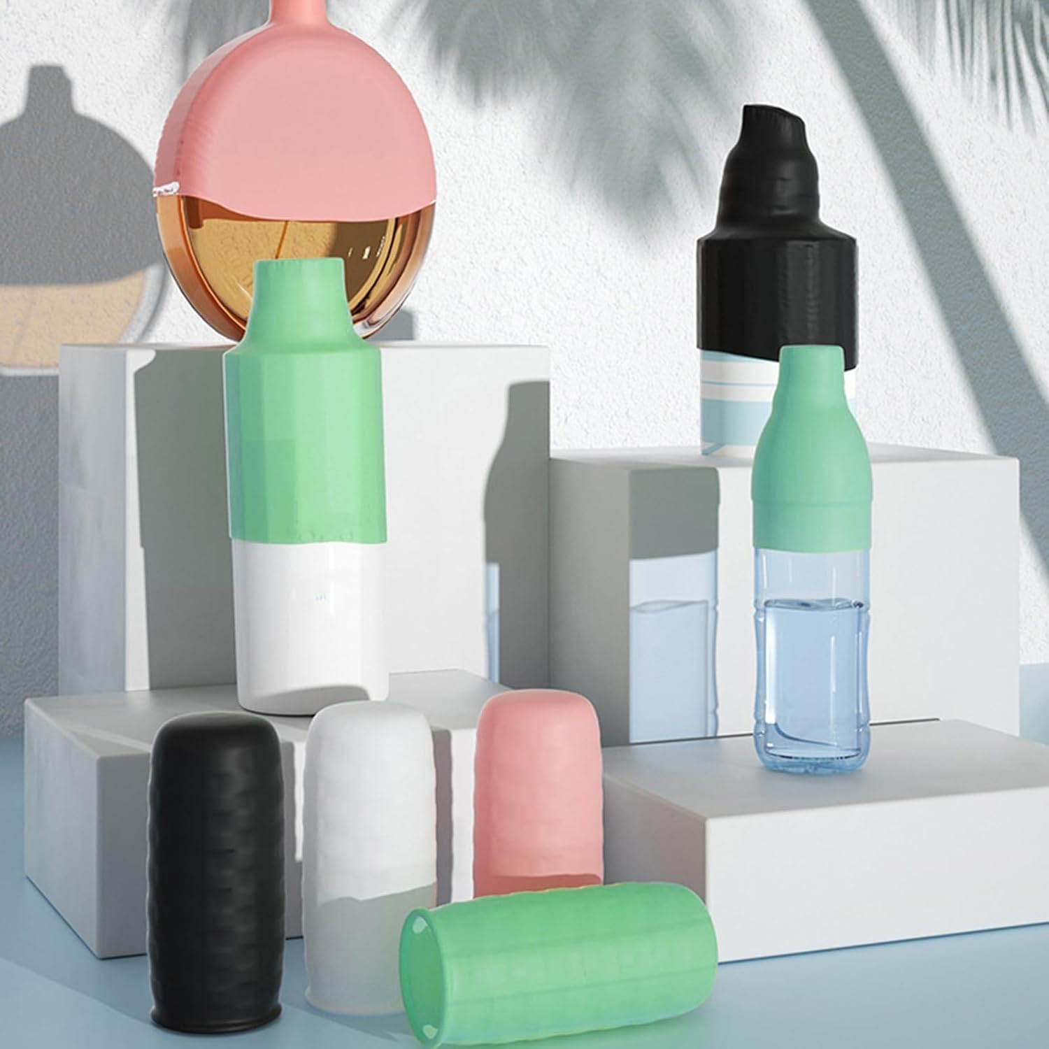 Silicone Bottle Covers Elastic Sleeves for Leak Proofing Mix Color,10 Pack Cruise Ship Essentials,Travel Accessories Luggage for Women Men,Leak Proofing, Fit Most Travel Size Bottles Toiletries