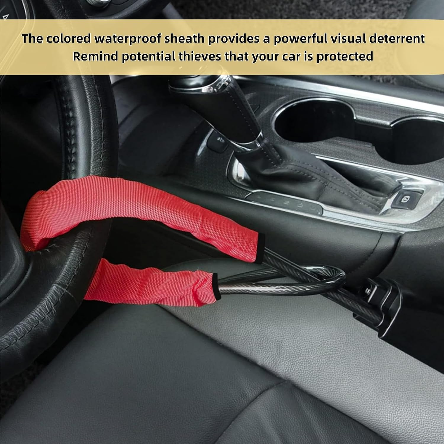 Steering Wheel Lock Universal Fit Most Vehicles with Seat Belt Buckles Anti-Theft Device Car Locks Sturdy Lock for Car Truck SUV Van Security with 3 Keys All General Cars Available(Red) image number 4