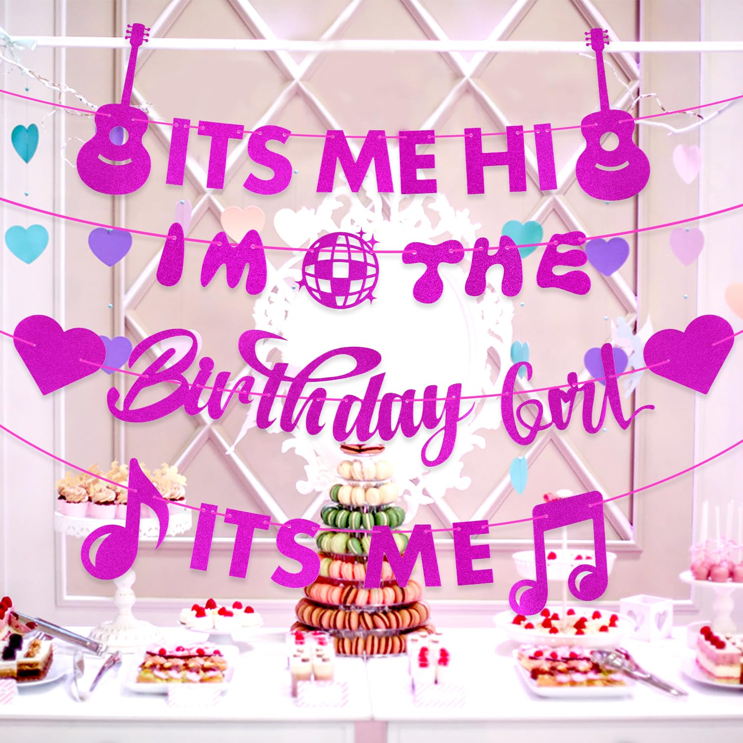Pre-Strung It'S Me Hi I'M the Birthday Girl It'S Me Banner, 2.5M Pink Birthday Party Decorations, Party Background (Style 1) image number 2