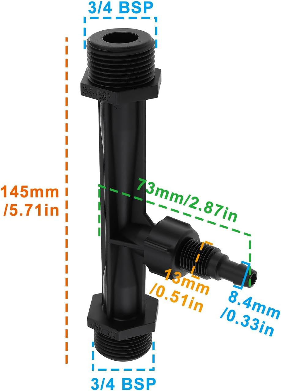 LT Easiyl 2X 3/4BSP Venturi Injector Fertilizer Injector Tube for Irrigation System Chemical Injection image number 3