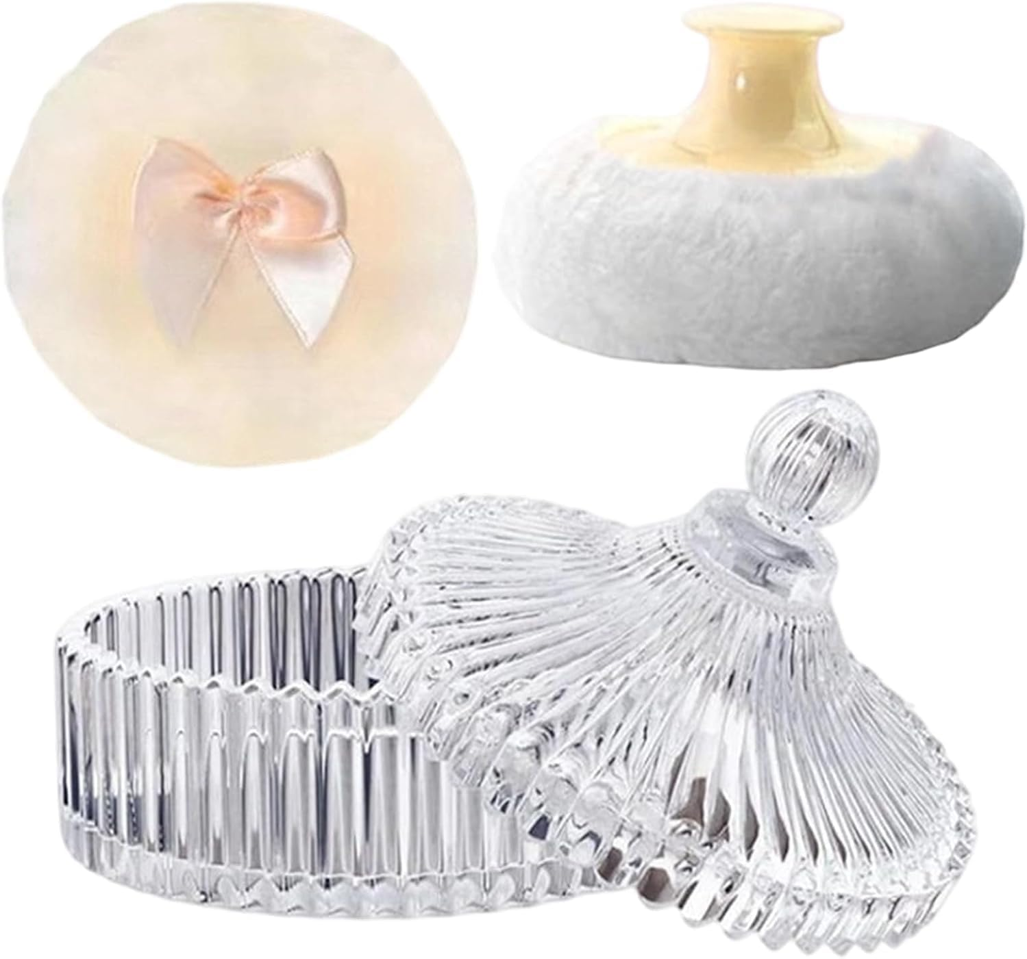 Large Body Powder Puff and Container,Soft Washable Applicator with Case | Dusting Powder Container Puff - for Face Beauty Foundation Setting Wet Dry Makeup Travel Valentine'S Day Stocking Stuffers (Yellow) - Yellow image number 6