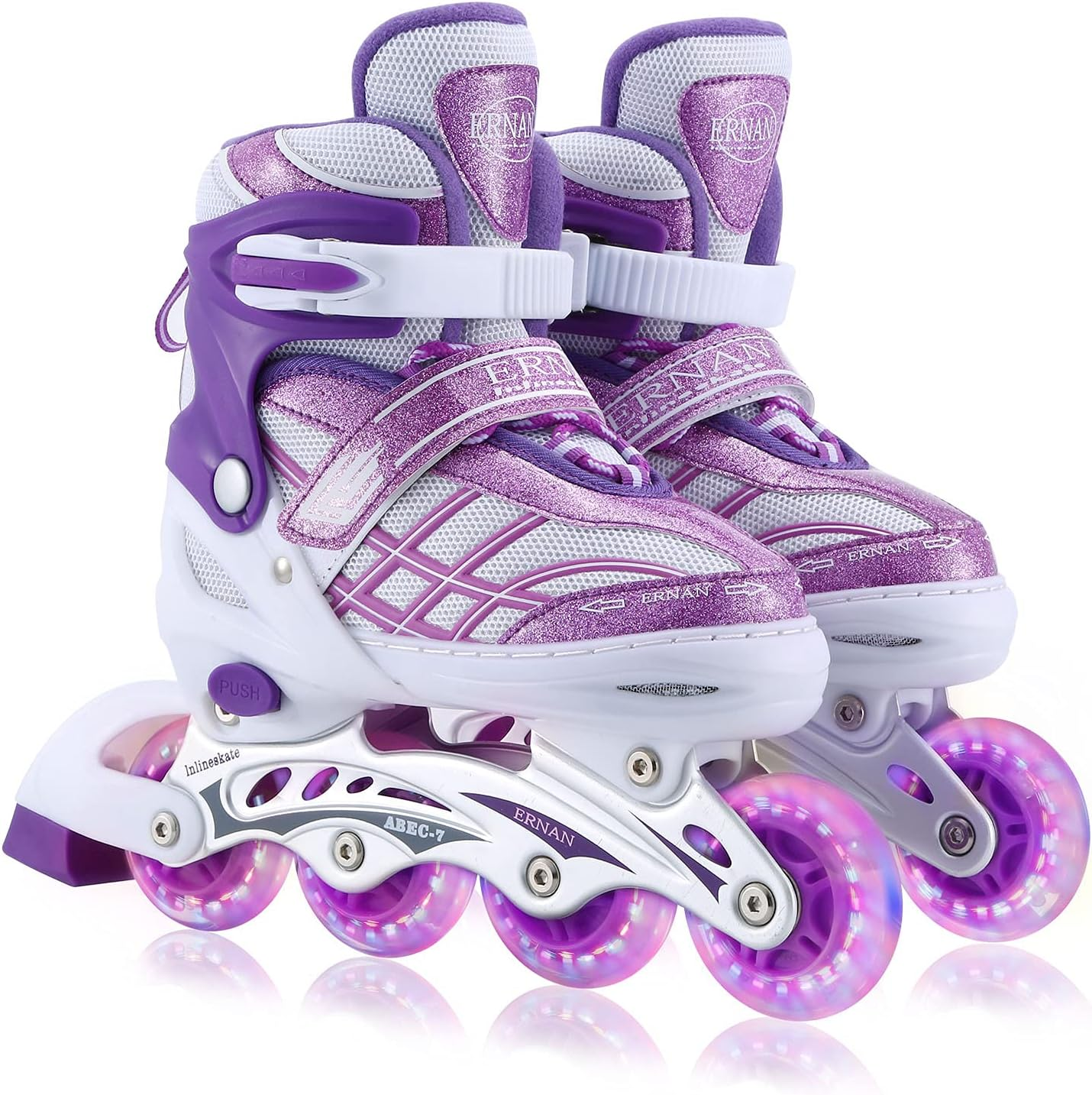 Kids Inline Skates for Girls Boys Beginners Adjustable, All 8 Wheels Illuminating. image number 4