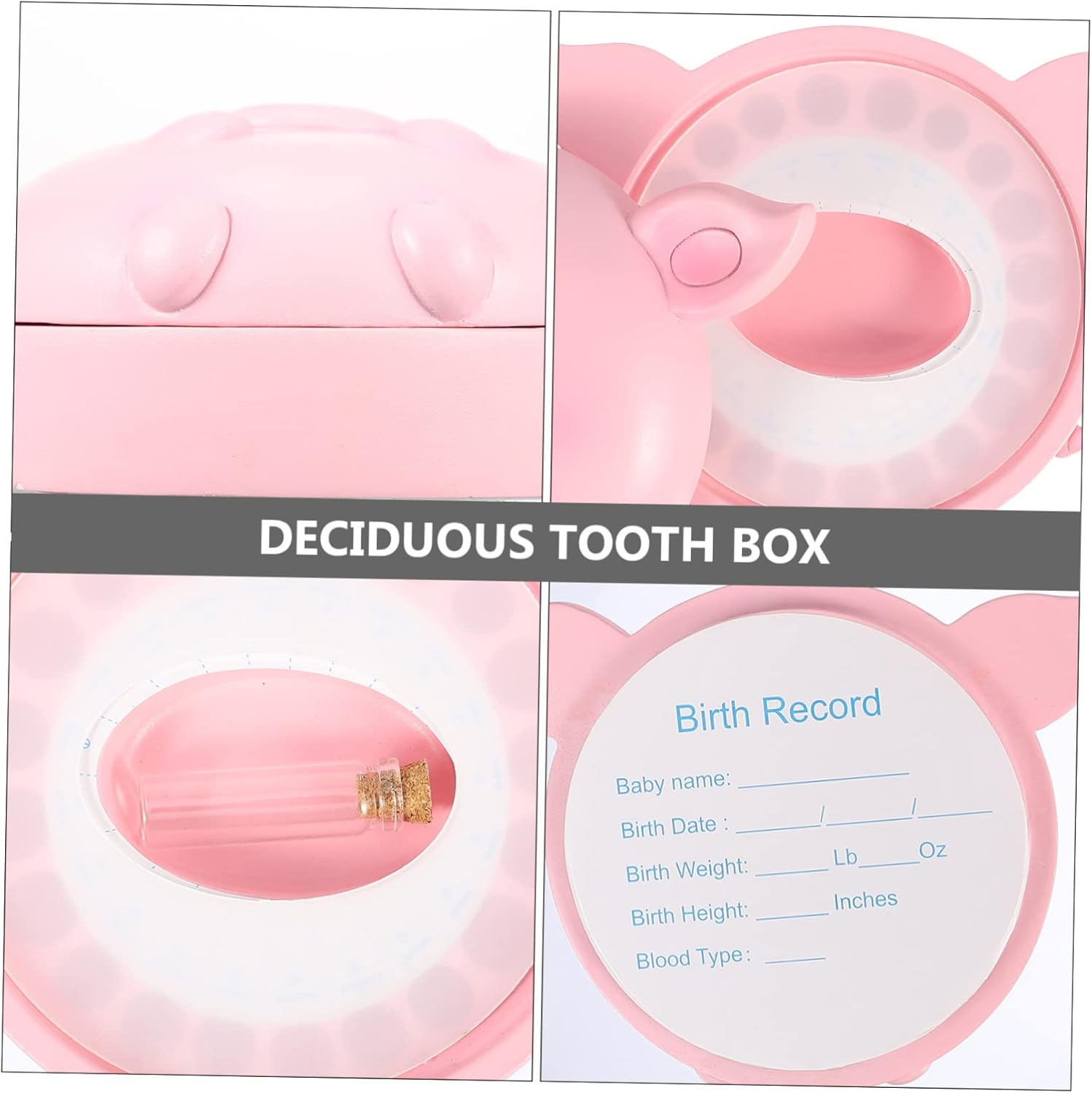 FRCOLOR Creative Baby Tooth Storage Box Deciduous Tooth Organizer for Children Cute Pig Design image number 1