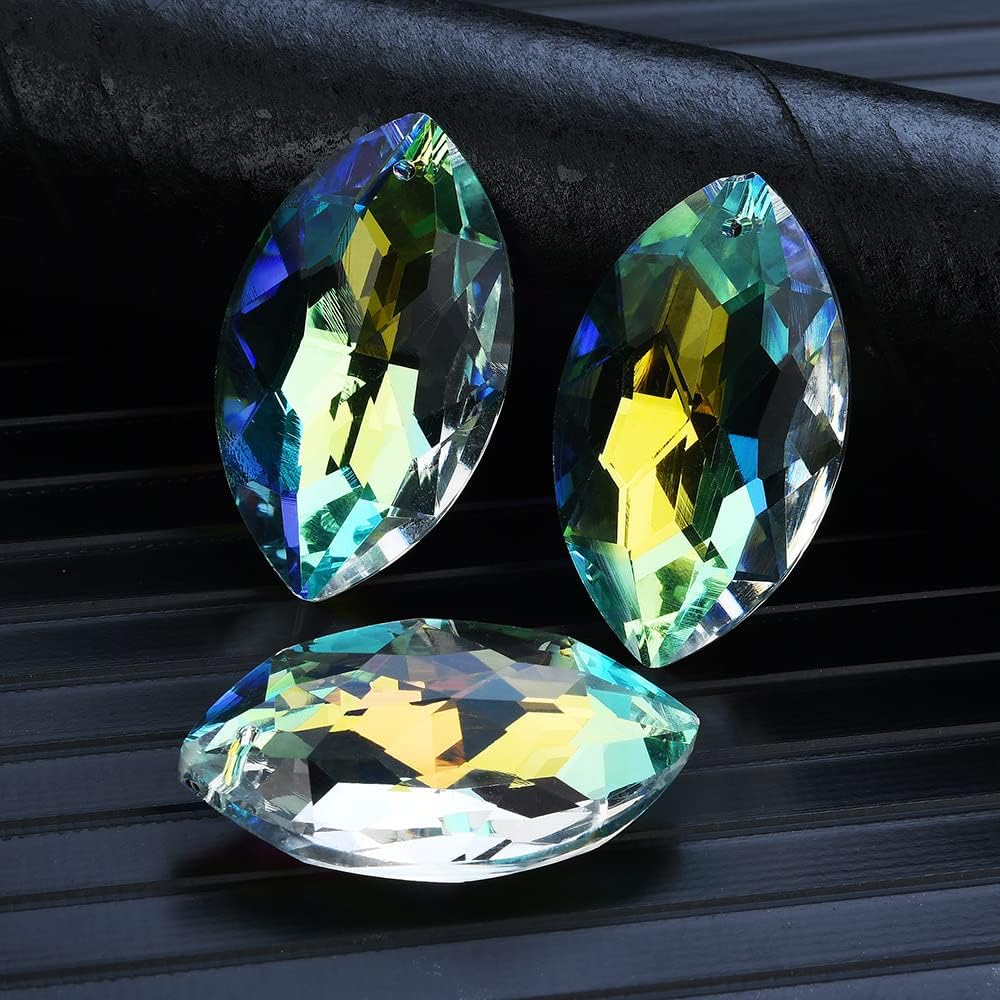 Loveunited 10Pcs Crystal Pendants 1.5"/38Mm AB Oval Suncatcher - Hanging Crystals Prisms for Windows, Fengshui, Hanging Ornament for Decoration, Chandelier Crystals Replacement image number 2