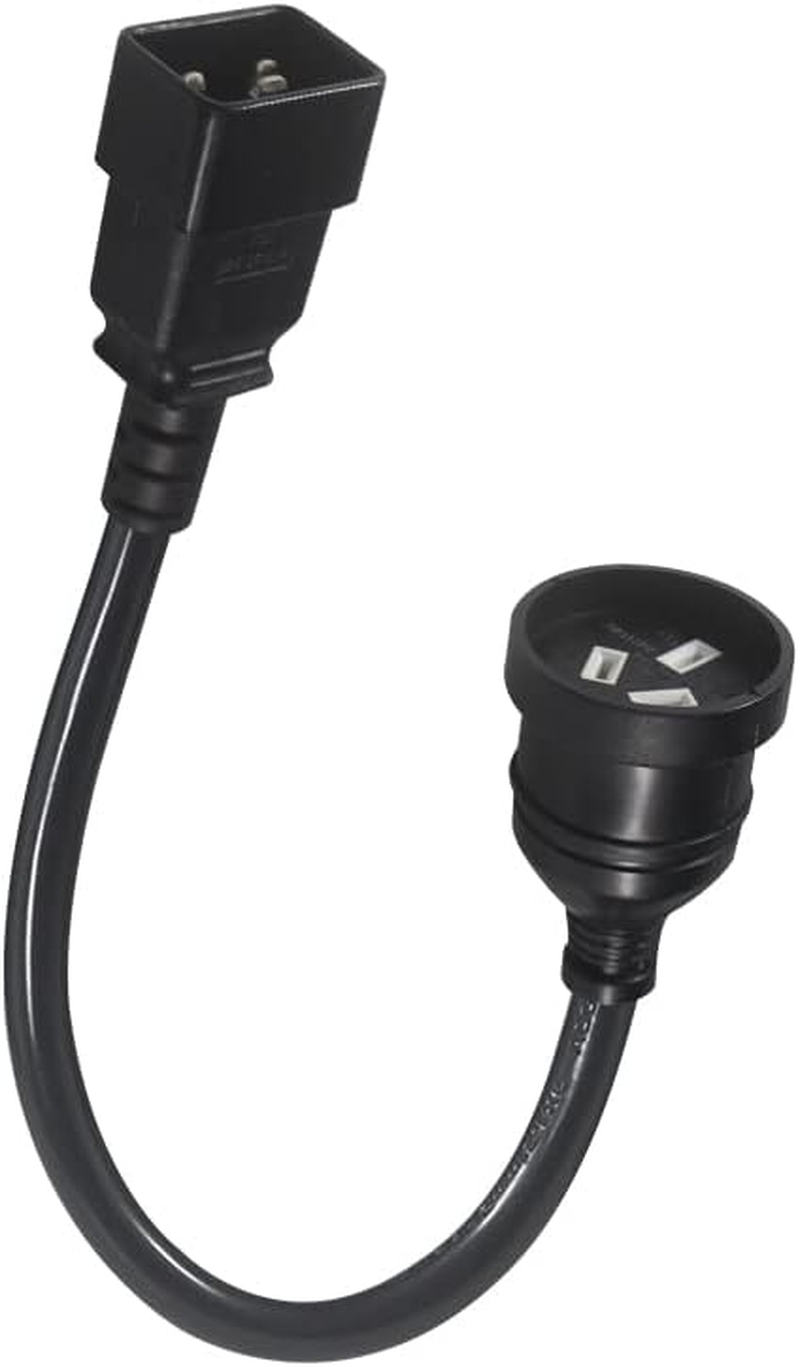 Power Cord C20 Convert to AU Socket Extension Cable UPS Unit Replaces IEC320-C20 3 Pin Female Connector Adapter 3G*1.0Mm 20CM Short Length for Studio Equipment