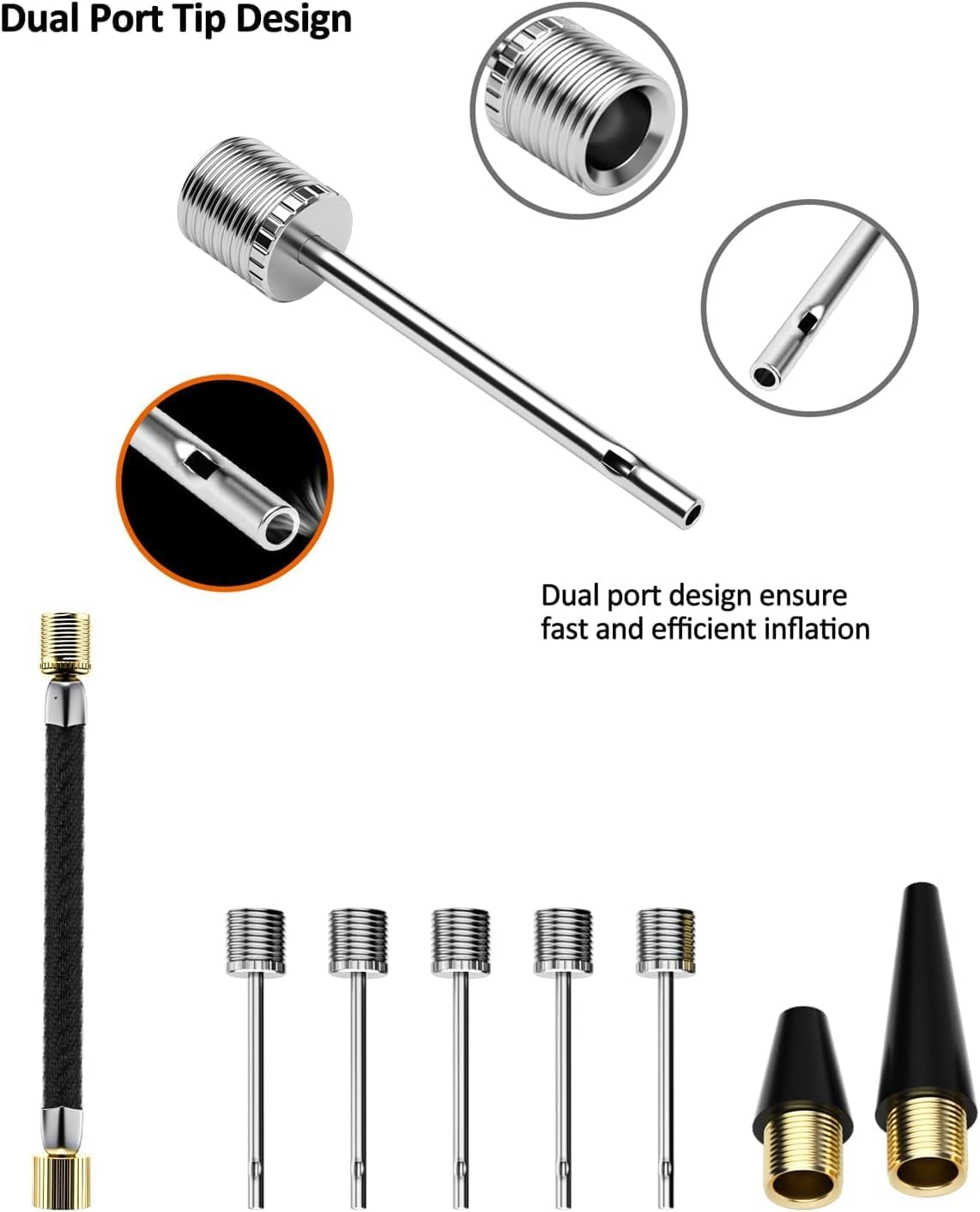 Mumoo Bear Ball Pump, Sports Ball Pump with 5 Needles, Nozzle, Extension Hose, Push & Pull Inflator System, Perfect for Volleyball, Basketball, Football, Soccer, Water Polo, Swim Inflatables-Red image number 2