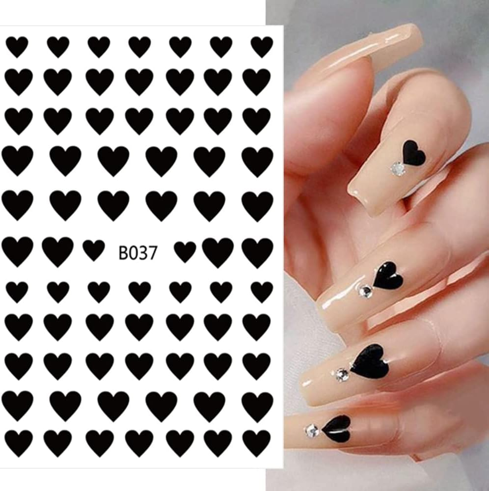 8 Self-Adhesive Nail Art Stickers - Heart & Nail Decorations image number 6