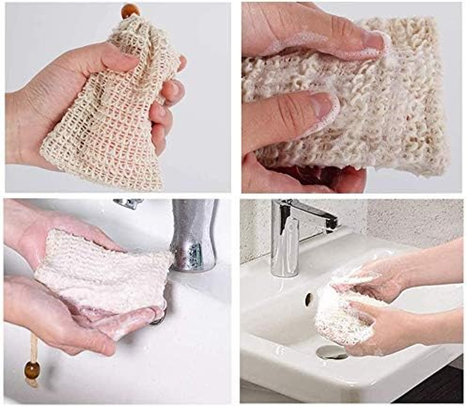 LATERN Sisal Soap Bags 10 Pack Natural Soap Bags with Drawstring Soap Saver Pouch for Foaming, Drying Soaps, Exfoliatio, Massage image number 1
