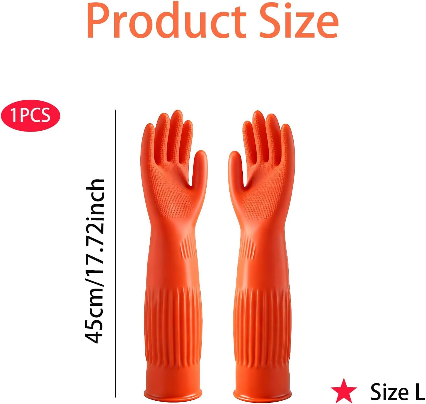 Latex Cleaning Gloves, Reusable Dishwashing Gloves, Soft Kitchen Glove ，For Dishwashing and Household Cleaning(Red)） image number 4