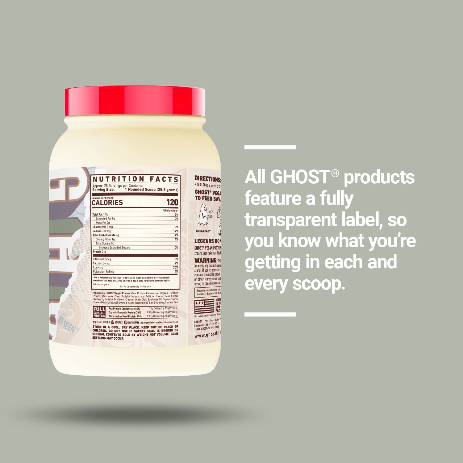 Ghost Peanut Butter Cereal Milk Vegan Protein Powder 989 G image number 3