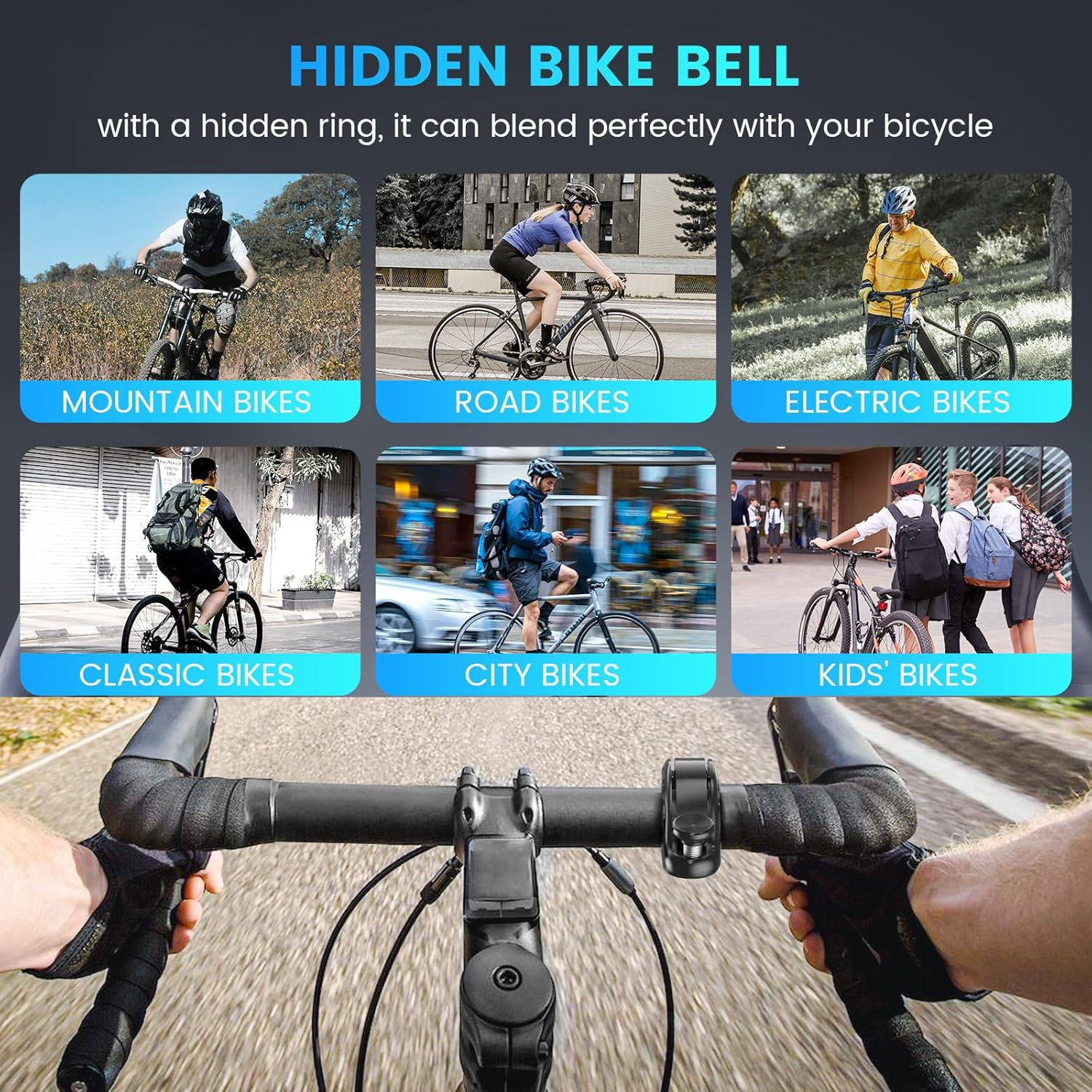 Bicycle Bell for Airtag, Airtag Hidden in the Bell, Waterproof, Incl. Screws & Tools, for Bike MTB Mountain Bike, Fits 22-31.8 Mm Handlebars image number 3