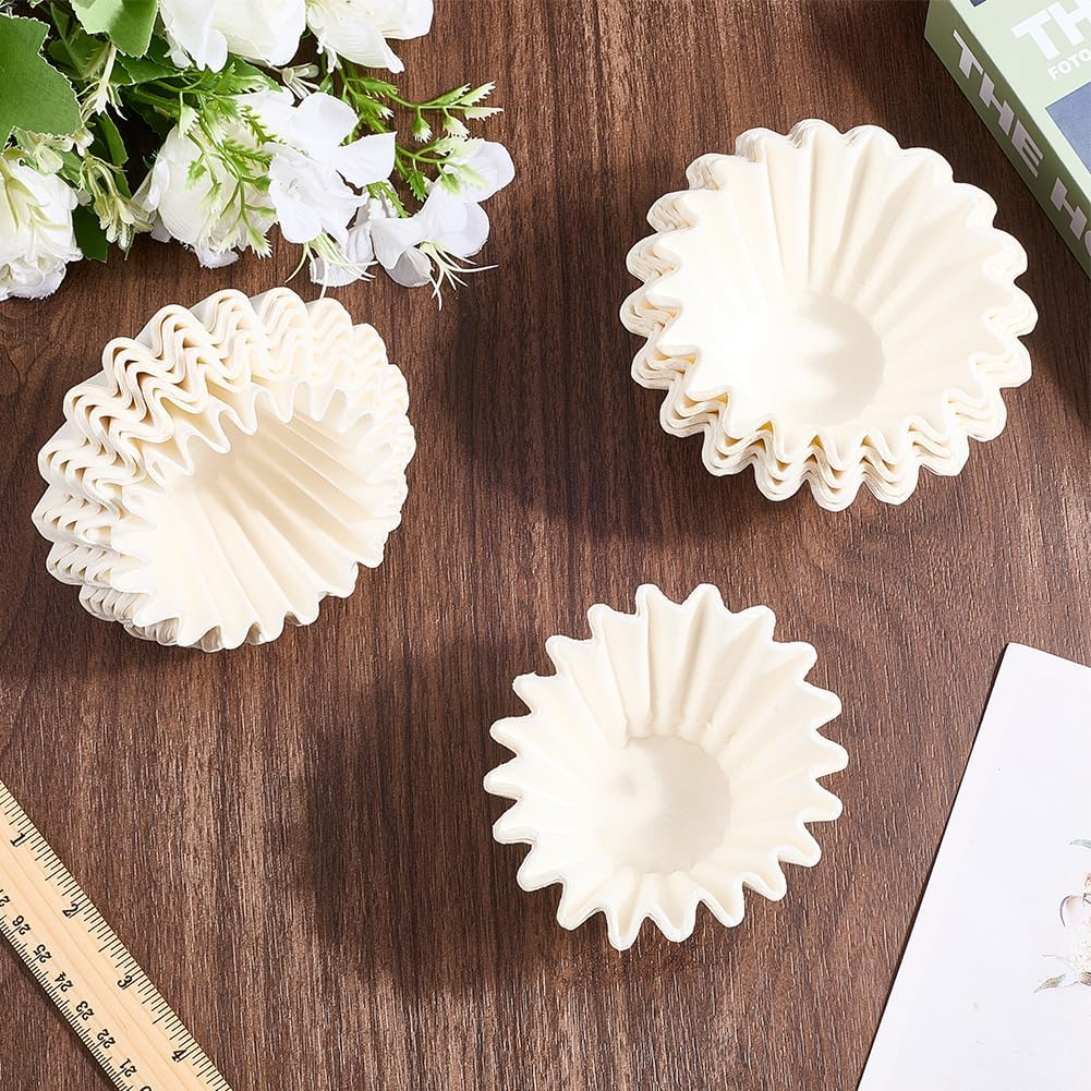 CREATCABIN 100 Pack Basket Coffee Filters Flat Bottom Paper Filter Cup Flowers for Drip Coffee Makers White Espresso Strainers Paper Brew Basket for 1-4 Cups Home Office Use 4.5 X 1.77 Inch image number 2