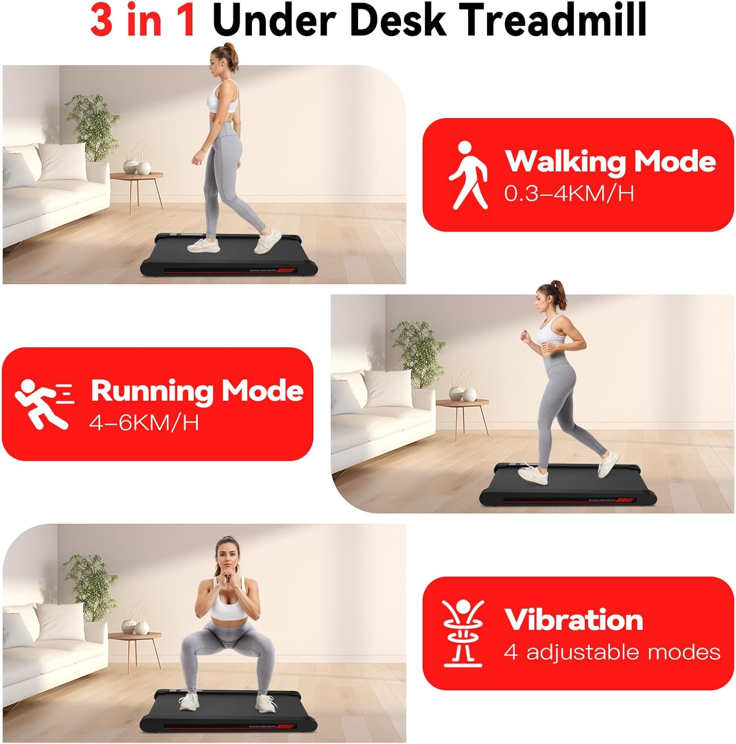 Sperax 3 in 1 Walking Vibration Pad, under Desk Treadmill with APP, Portable Treadmills for Home/Office, Walking Pad Treadmill with Remote Control image number 1