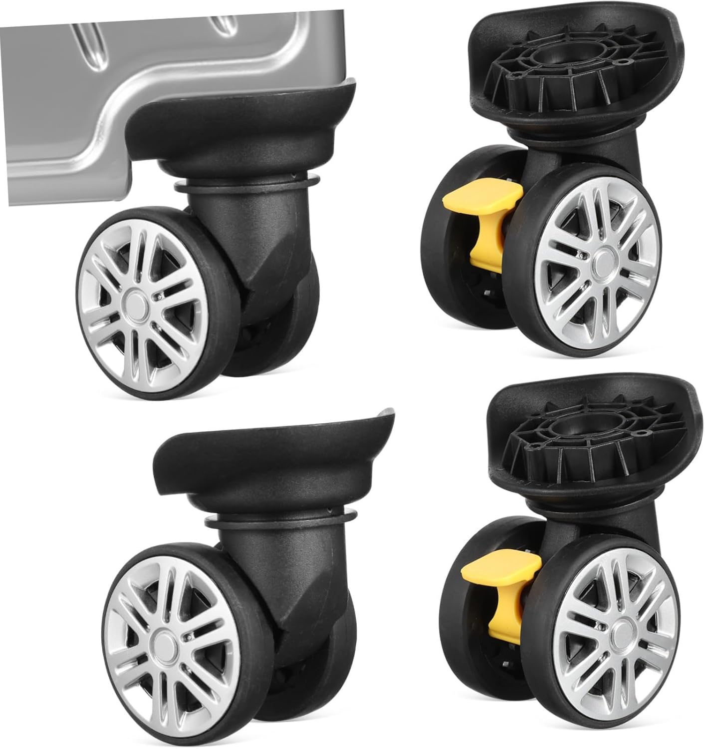 Anneome 4Pcs Replacement Wheel for Suitcase and Luggage Silent Swivel Wheels Luggage Repair Kit for Trolley and Trunk Use image number 6