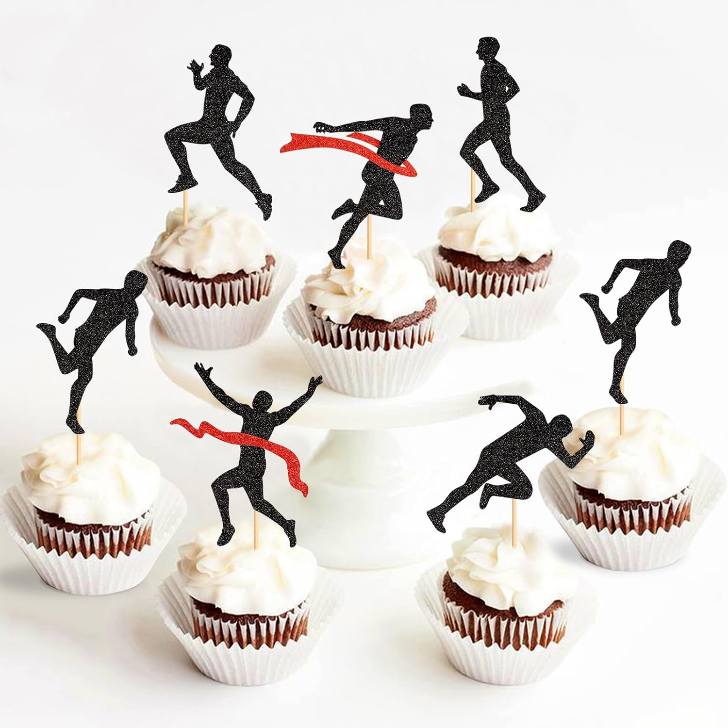 36 Pack Running Cupcake Toppers Sports Fitness Cupcake Picks Sports Health Fitness Theme Running Birthday Party Cake Decorations Supplies - Run image number 4