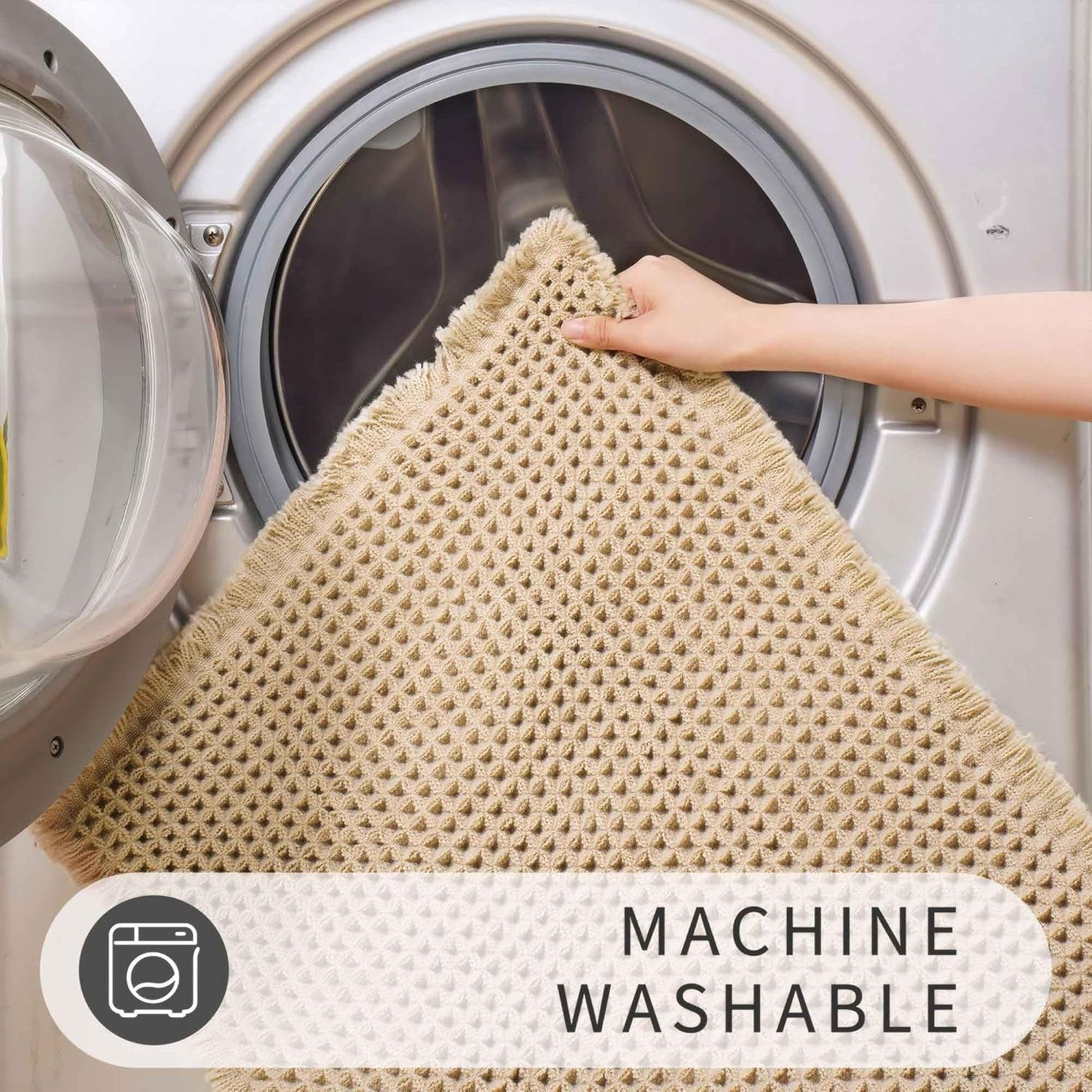 YDCZTYGY Waffle Knit Textured Bath Mat Super Absorbent Washable Quick Dry Non Slip Rug for Bathroom Hallway （61X92Cm）