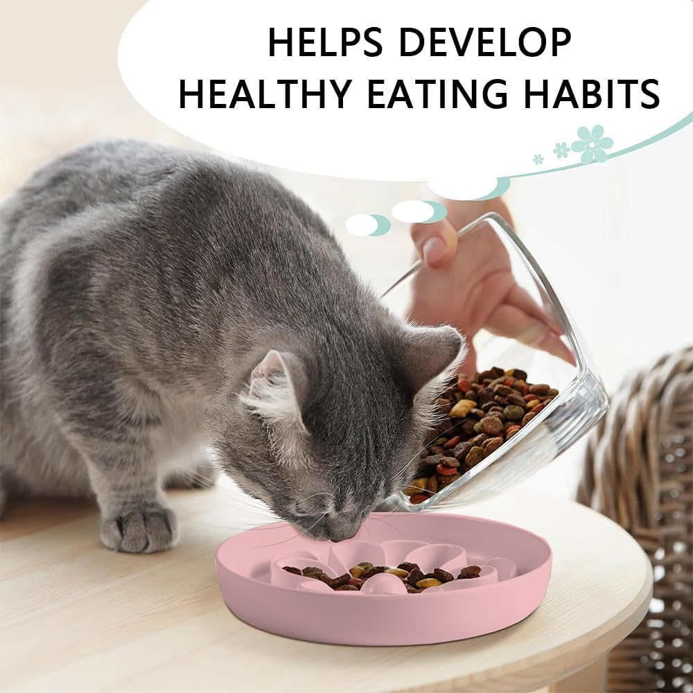 3-Pack Slow Food Cat Bowls - 16 X 2.8 Cm Cute Flower Maze Plates, Suitable for Dry and Wet Food, Whisker-Friendly, Fun Interactive Cat Plates, Dishwasher-Safe image number 2