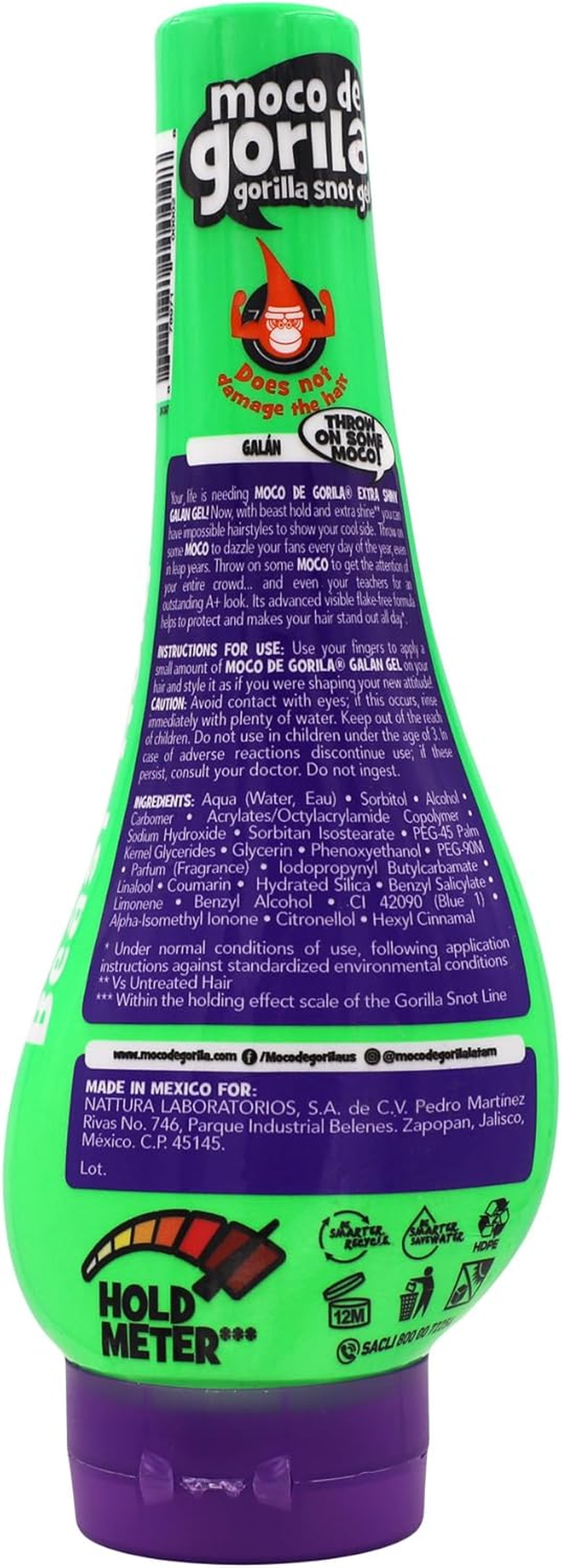 Moco De Gorila Galan Hair Styling Gel, Reactivatable with Water, Long-Lasting Hold, 3-Pack of 11.99 Oz Each, 3 Squeezable Bottles image number 4