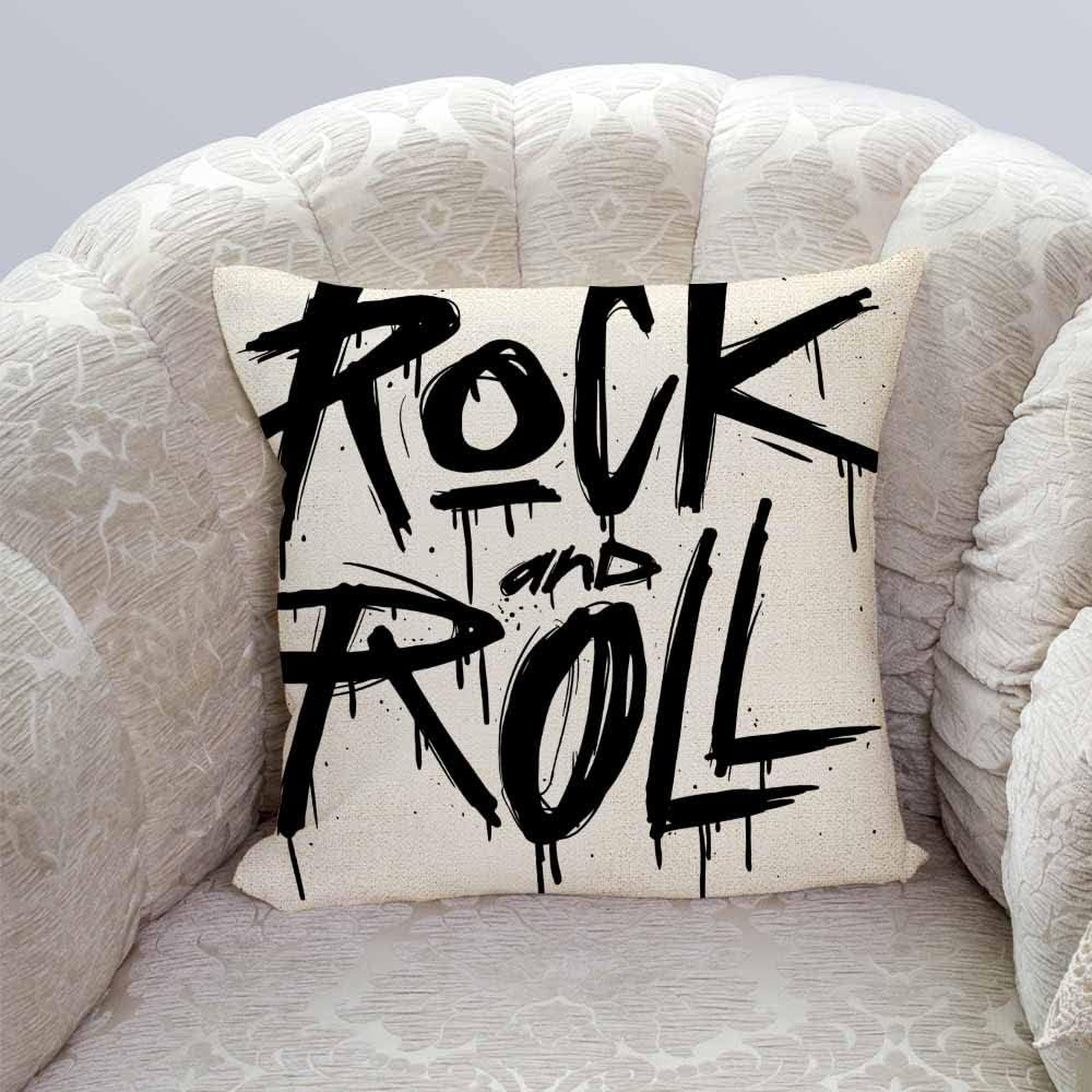 IBILIU Throw Pillow Covers Old Hand Draw Sketch Rock and Roll Cushion Pillow Case Home Decor Pillowcase 18X18 Inches image number 2