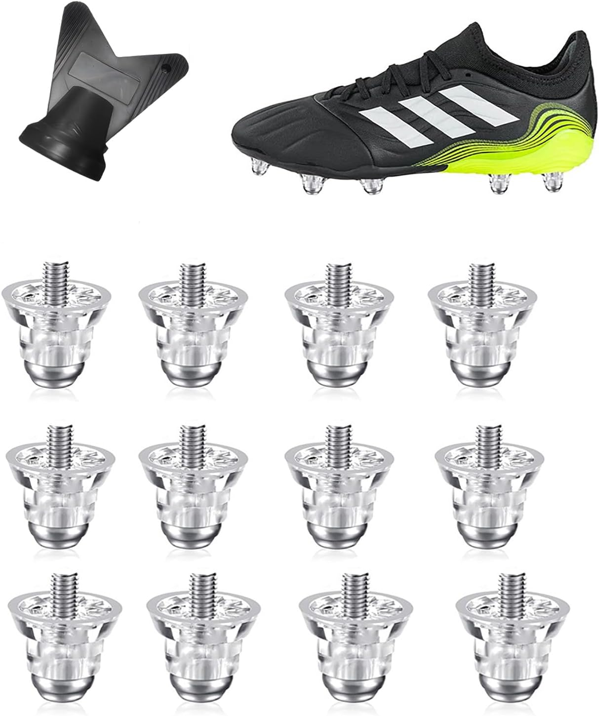 SILHOL 12Pcs Football Boot Studs Replacement, Aluminum Nail Head and Plastic Replacement Studs for Soccer and Rugby Boots, 2 Sizes (Short and Long) for Adults Training, Matches image number 4