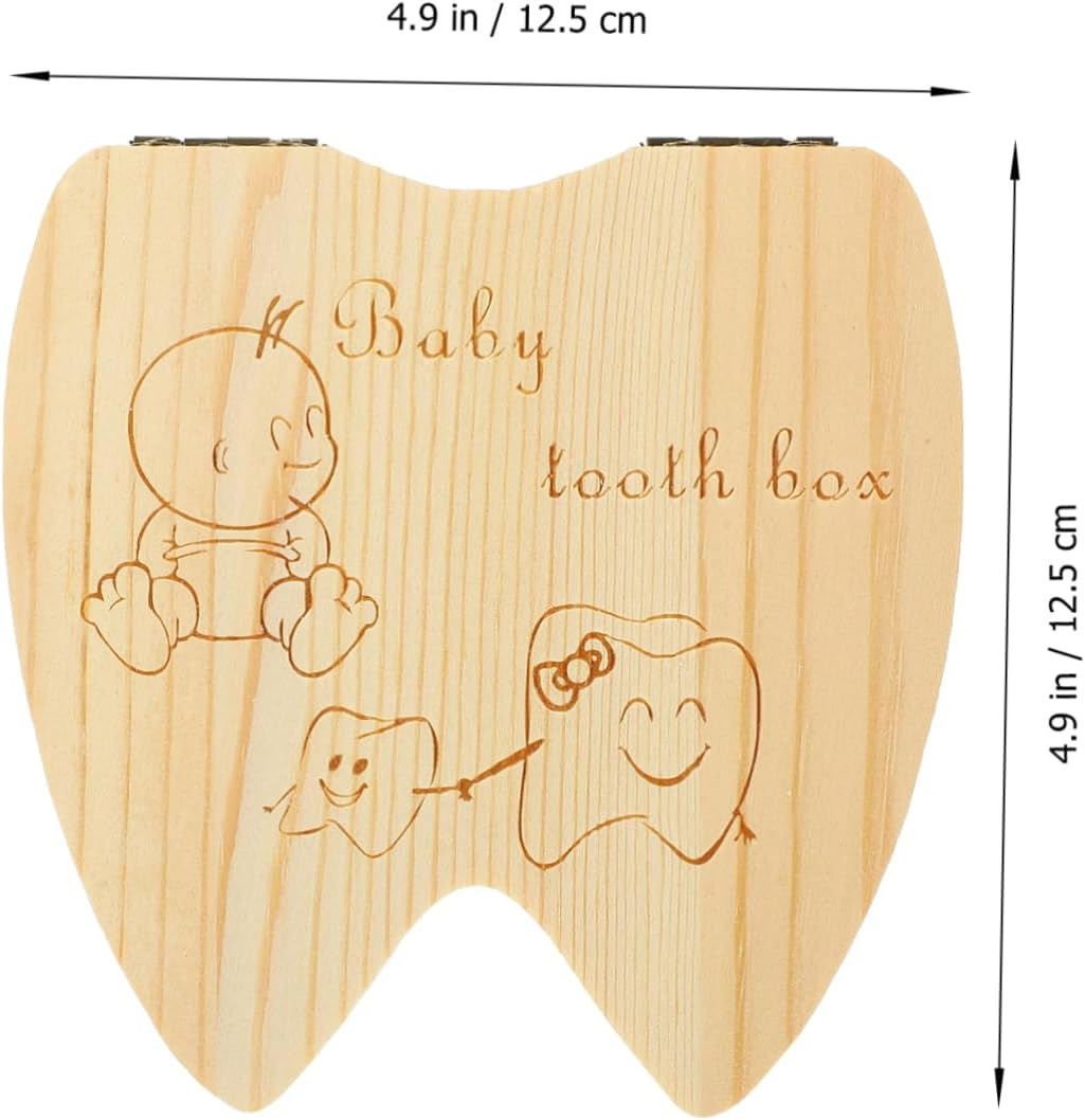 Wooden Baby Tooth Box Keepsake Container for Kids Boys and Girls Tooth Storage Holder Suitable For image number 2