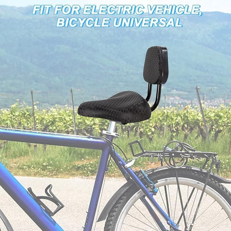 Bicycle Saddle with Soft Backrest Support, Electric Bike Tricycle Wide Comfortable Seat Padded Mountain Bike Cycling Cushion image number 2