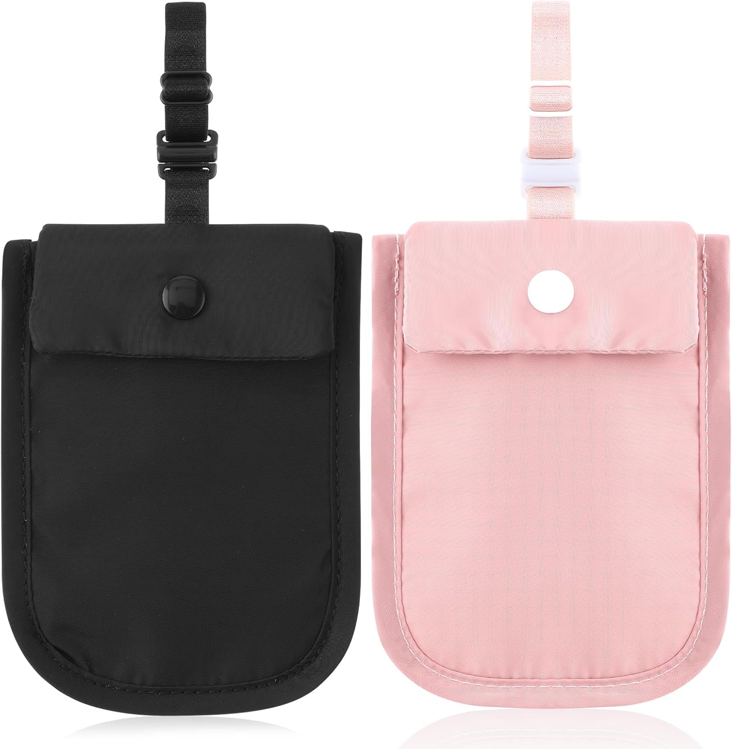 Ahqizfx 2 Pcs Travel Bra Wallet for Women, Hidden Undercover Travel Bra Wallet, Washable Bra Wallet, Secret Stash Pocket for Credit Cards, Money, Valuables with Adjustable Elastic Strap (Pink, Black), image number 5