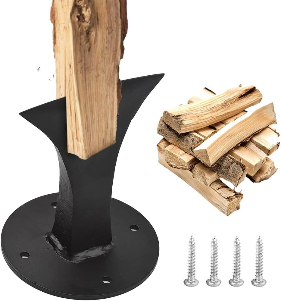 Manual Log Splitter Wedge - Firewood Kindling Splitter for Wood Stove & Campsite - Durable Steel with 4 Holes for Easy Installation (Black) image number 3