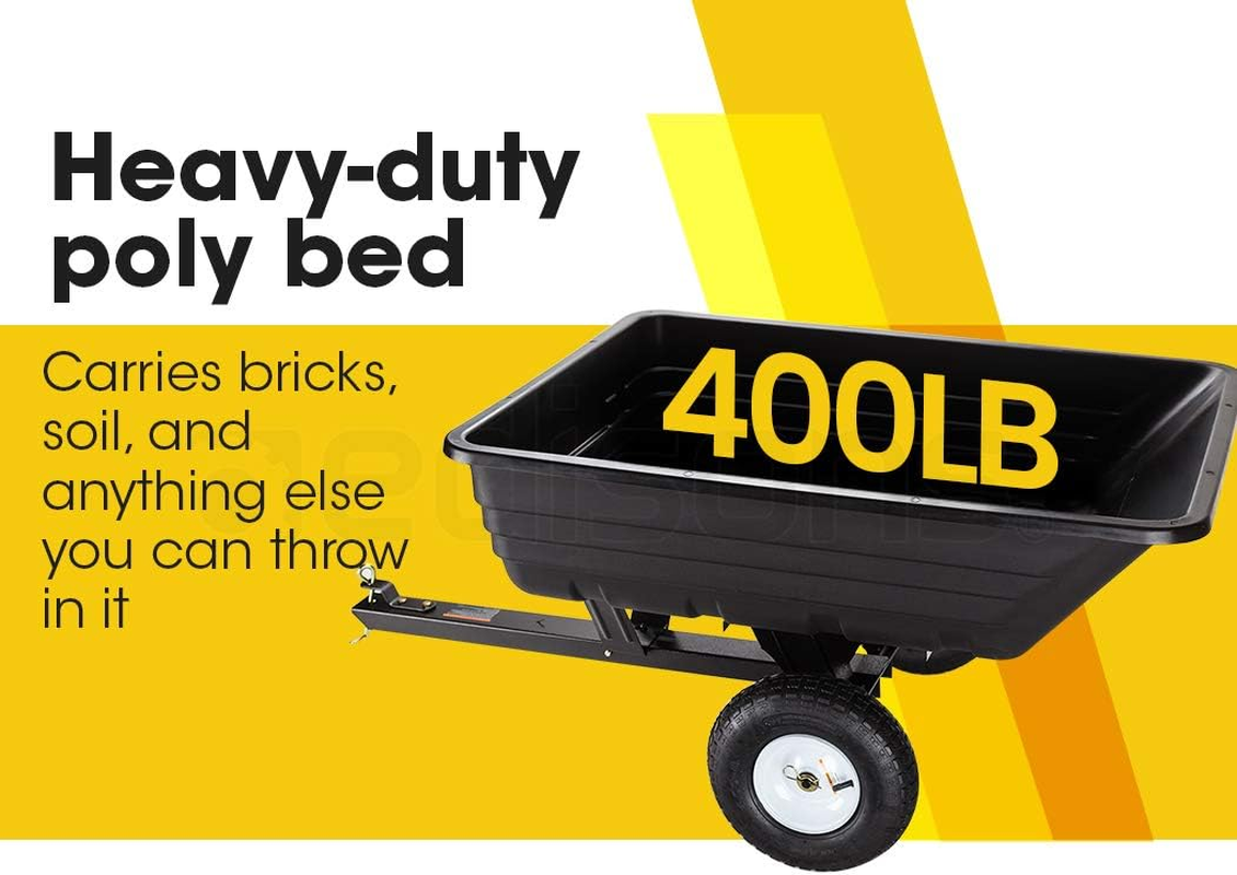 PLANTCRAFT Poly Dump Cart 400Lbs Tow-Behind Heavy-Duty Poly Bed Spring-Loaded, Latching System with Steel Chassis (Not Suitable for Road Use) image number 5