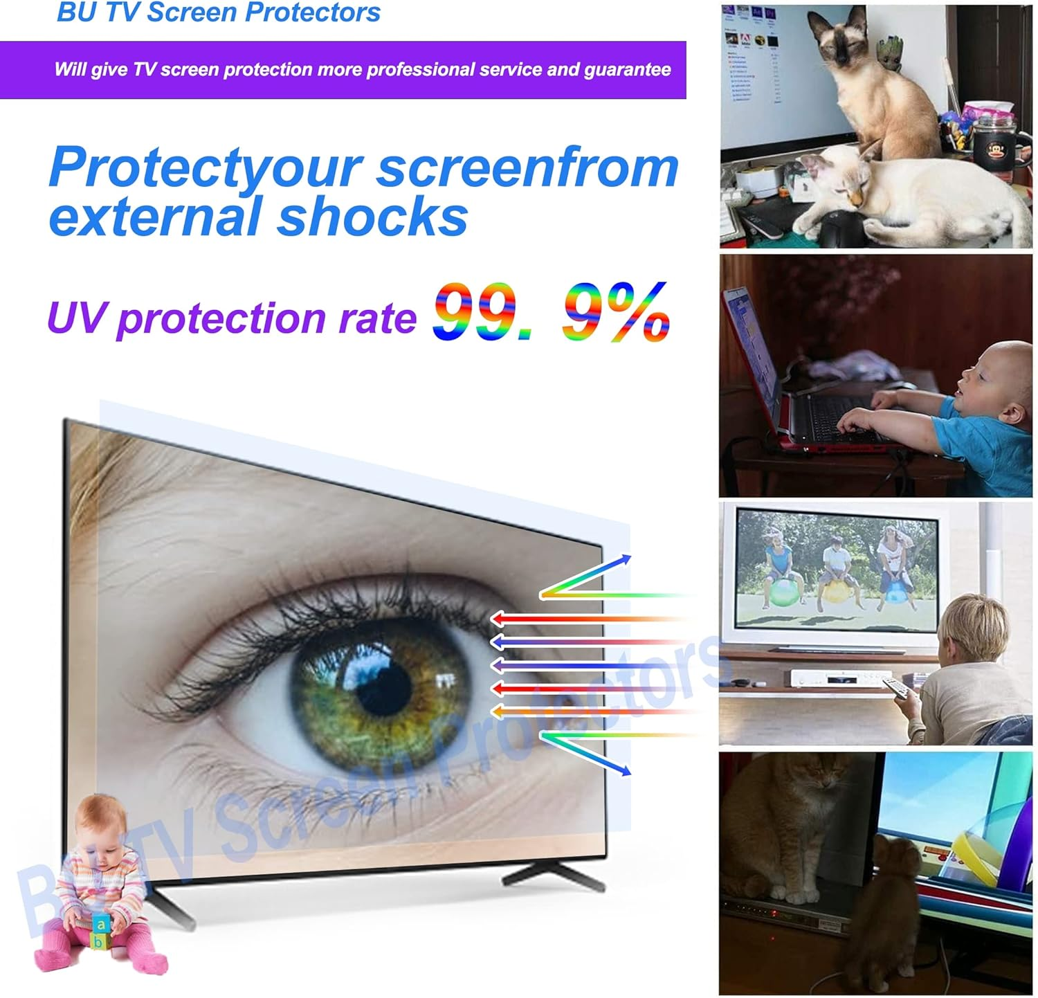 Anti Glare anti Blue Light Matte Film for 43-75 Inch TV,LCD LED OLED QLED TV Screen Protector Filter Shielding UV and Radiation Monitor Filter,55" L1221*W689