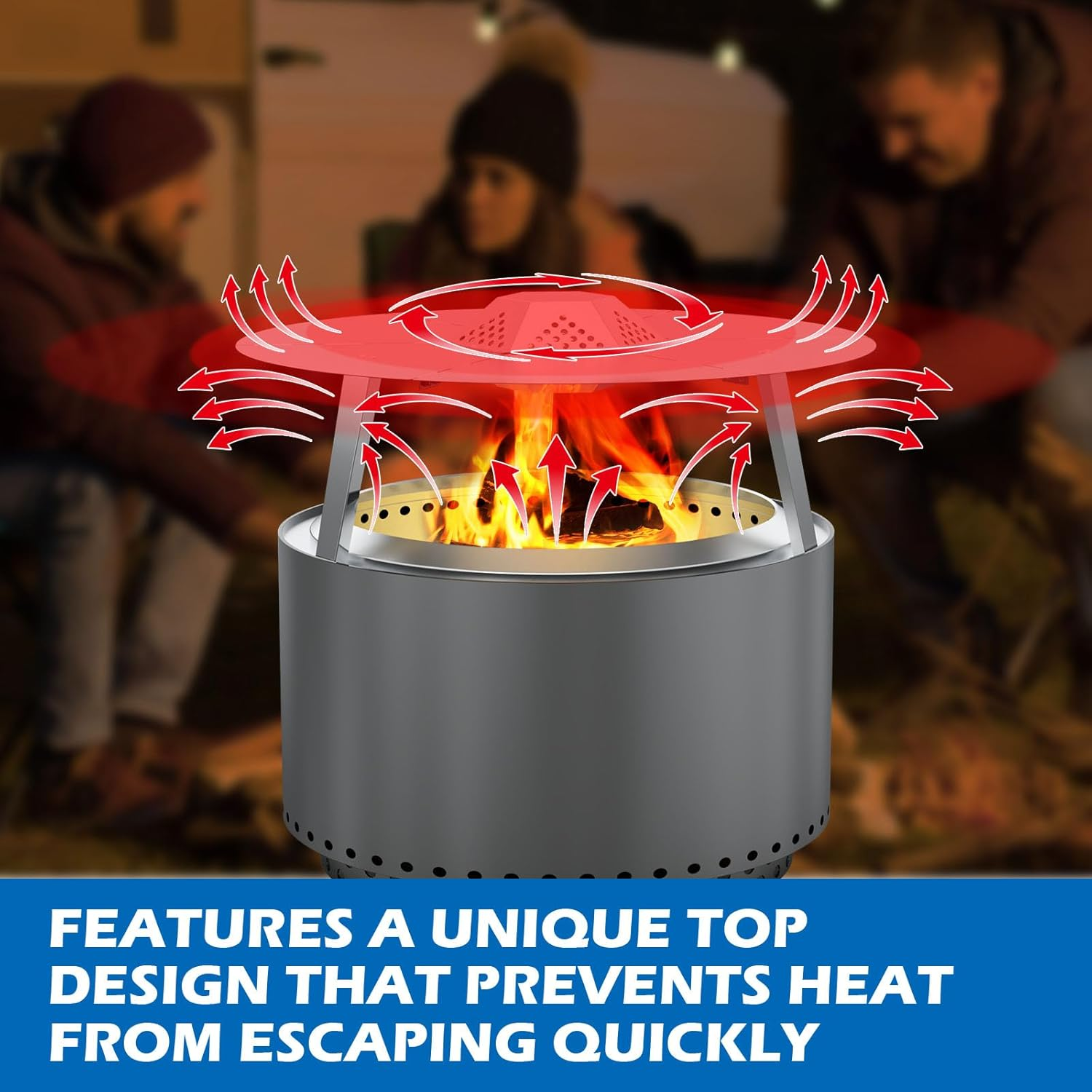 Heat Deflector for Solo Stove Yukon 27&rdquo; Stainless Steel Heat Diffuser for Solo Stove Yukon 1.0 2.0 Accessories with Carrying Handle and 3 Support Leg for 27" Other Outdoor Indoor Firepits image number 6
