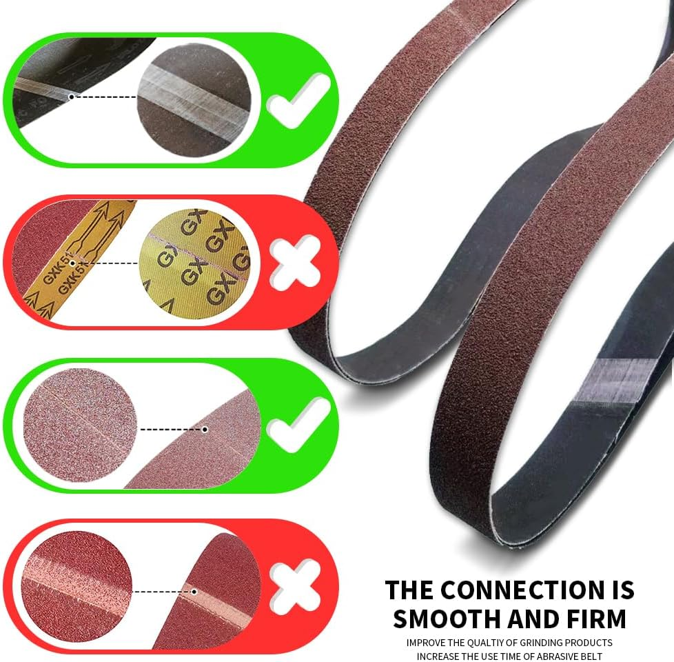 13Mmx457Mm 13Mm X 457Mm Sanding Belt Assorted Pack,60 Pcs(10 Each of 40 60 80 120 150 240 Grits) Aluminum Oxide for Sander image number 5