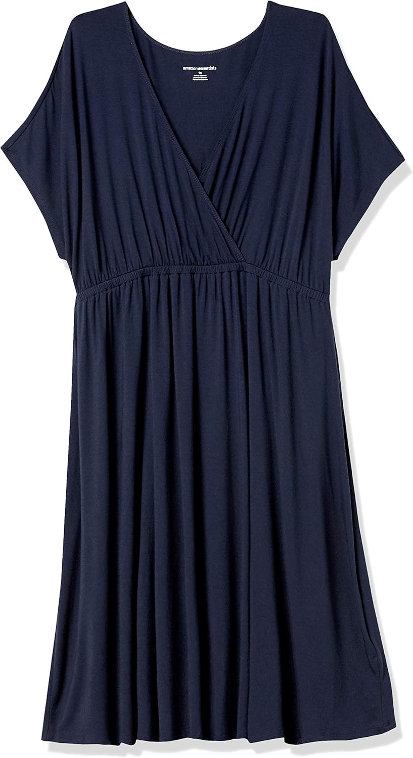 Amazon Essentials Women'S Surplice Dress (Available in plus Size), Navy, 1X image number 1