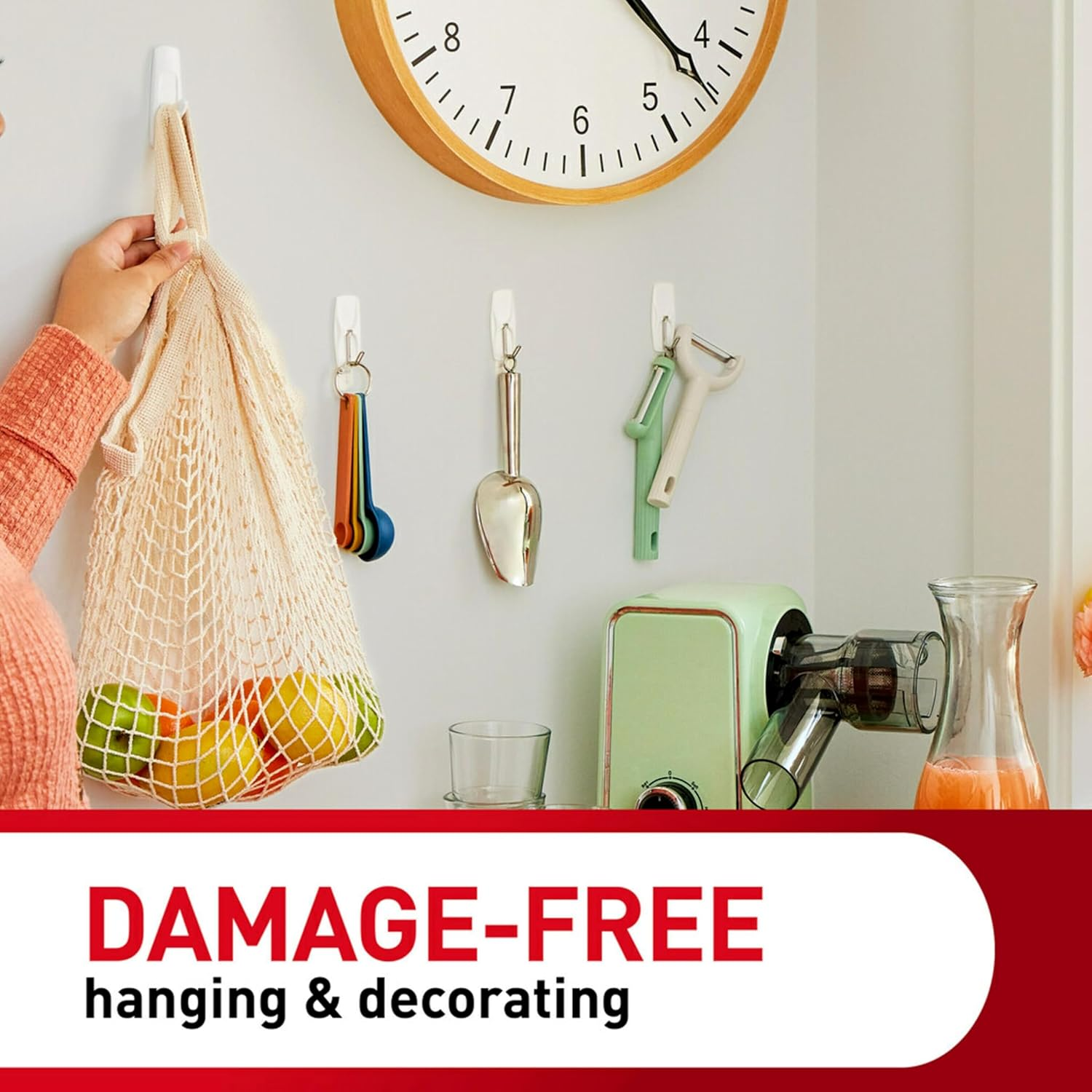 Command Large Utility Hooks, Damage Free Hanging Wall Hooks with Adhesive Strips, No Tools Wall Hooks for Hanging Decorations in Living Spaces, 7 White Hooks and 12 Command Strips image number 5