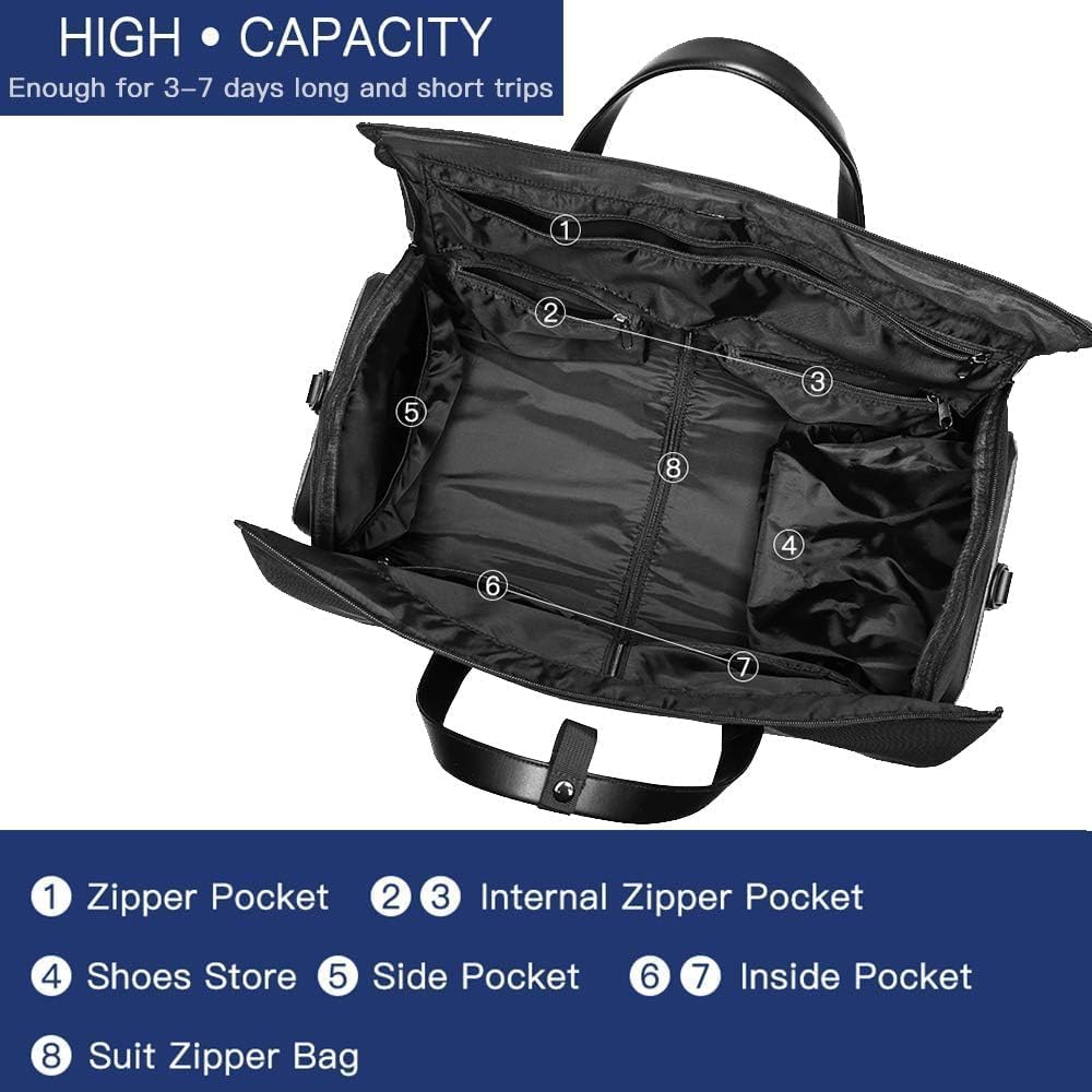 ABDULWEN 4-In-1 Convertible Garment Bag with Shoe Compartment, Carry on Travel Suit Bag Waterproof Duffel Weekender Bag for Men & Women, Grey image number 5