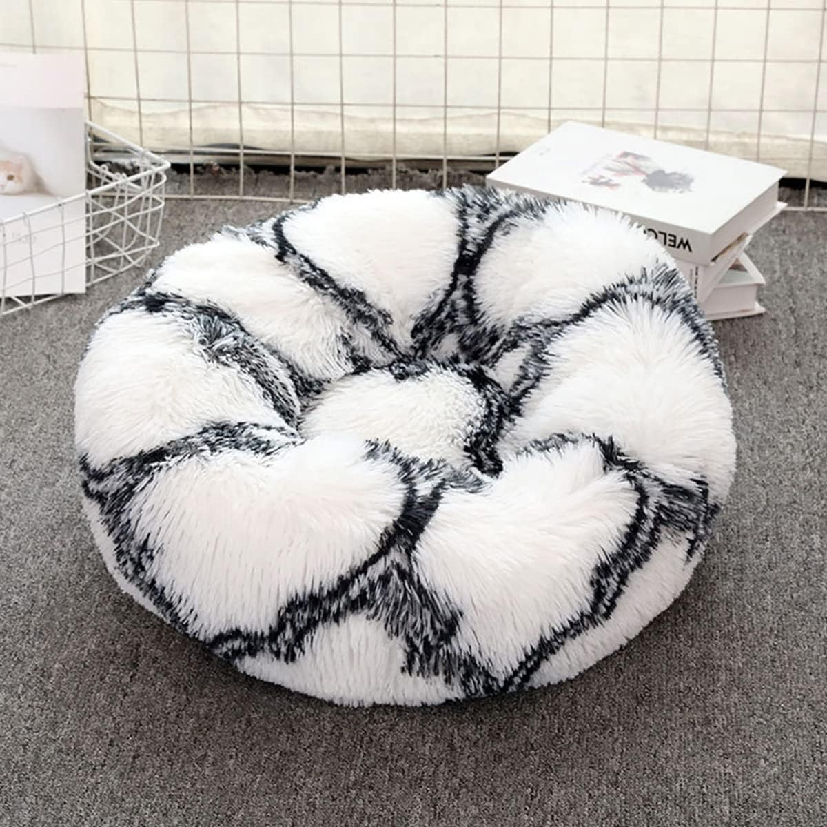 Calming Dog Bed & Cat Bed, Anti-Anxiety Donut Dog Cuddler Bed, Warming Cozy Soft Dog round Bed,For Small Medium Dogs and Cats43In