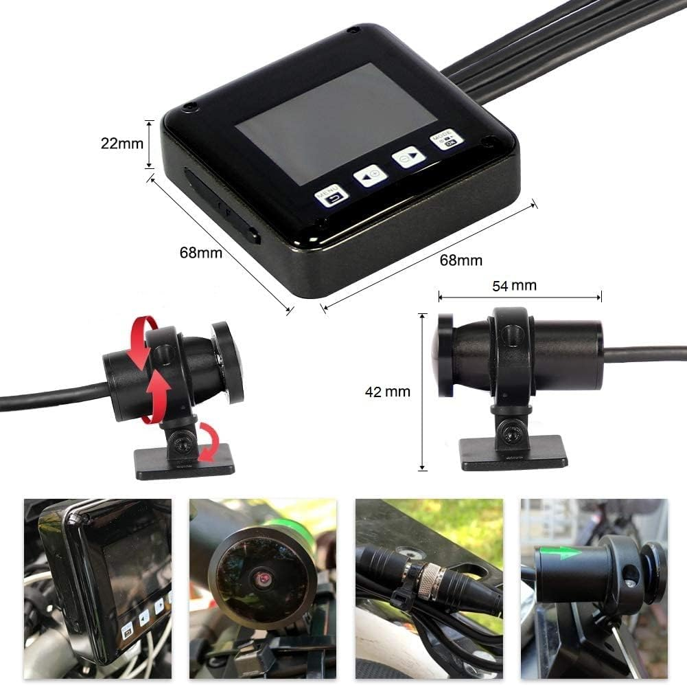 VSYSTO Motorcycle Dash Cam,All Waterproof,150 Degree Fish Eye,Motorbike Recording Camera Dvr,With 2'' Screen,Dual 1920X 1080P Front and Rear Camera Driving Recorder,Wdr,Rear Mirror Image - Black-2Inch-Sony image number 3