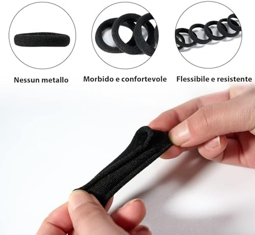 Pack of 50 Hair Bobbles Black, Strong, Seamless Cotton Hair Bobbles for Women, Men and Children, Versatile Hair Accessories image number 3