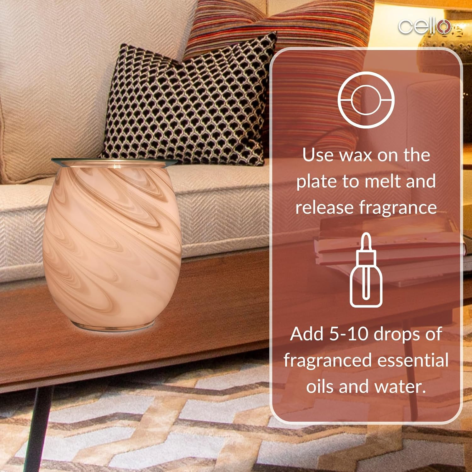 Cello Galaxy Swirl Art Glass Electric Melt Burner - Wax Melt, Electric Diffuser and Oil Burner. New Home Gifts, Home Decor, Room Decor, Bedroom Accessories and Office Accessories. image number 6