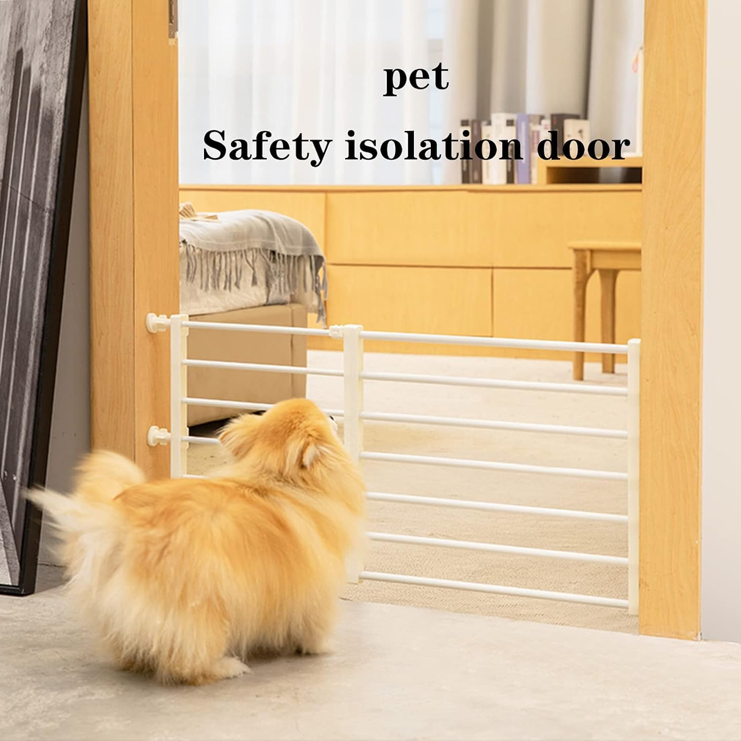 Retractable Baby and Dog Gate - Carbon Steel Safety Fence for Pets, Freestanding Indoor Barrier for Bedroom, Bathroom, Living Room and Balcony image number 1