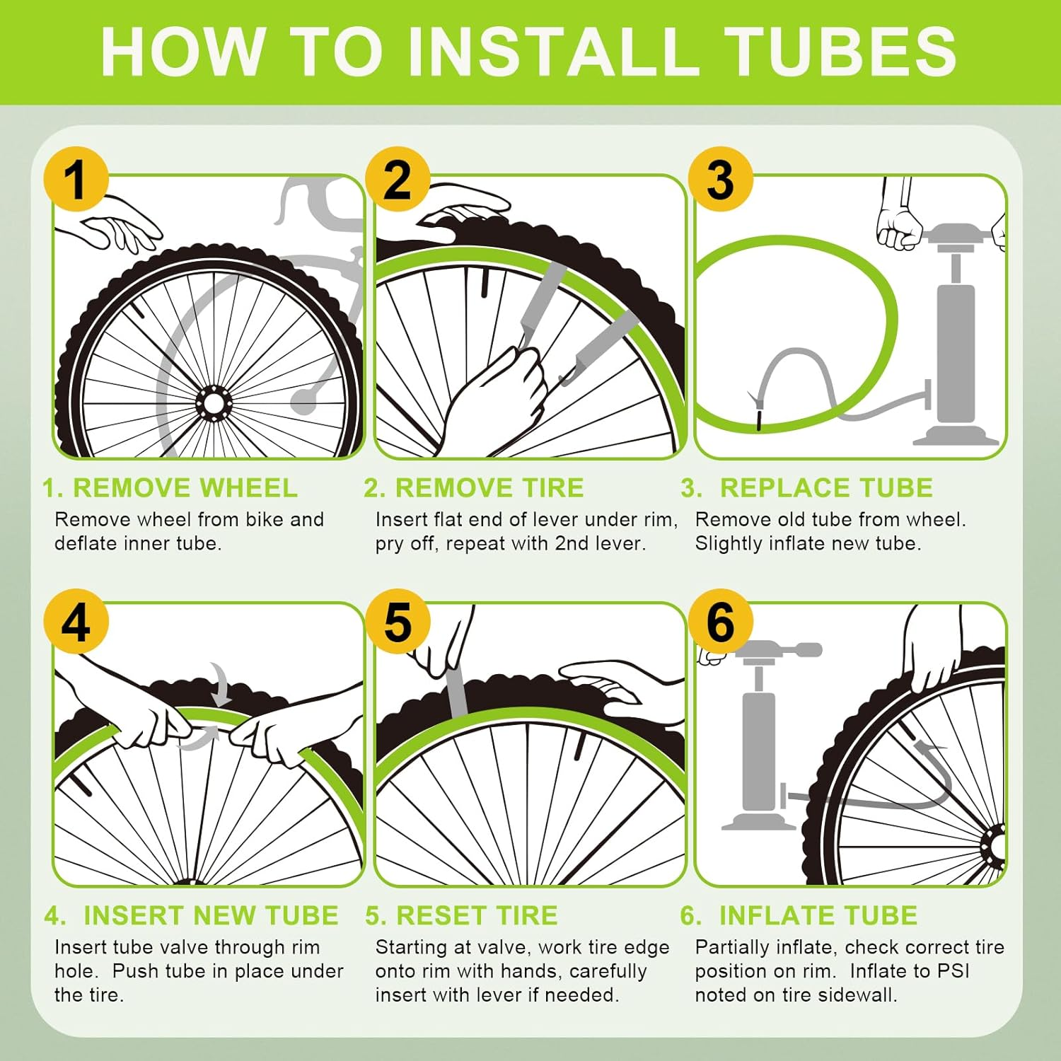 2 Pack 16'/ 20'/ 24'/ 26' X1.75/1.95/2.10/2.125 Bicycle Tube with 2 Tire Levers, Bicycle Tube with 32Mm Schrader Valve, Butyl Rubber Inner Tube for Road/Mtb/Kids Bike by Hydencamm(2 of One Size) image number 2