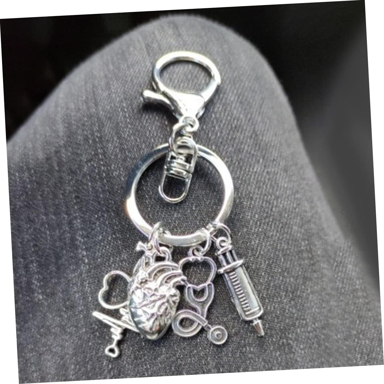 WRITWAA 2Pcs Metal Keychain Holder Heart Design Keyring for Doctor Gifts Party Supplies Decor