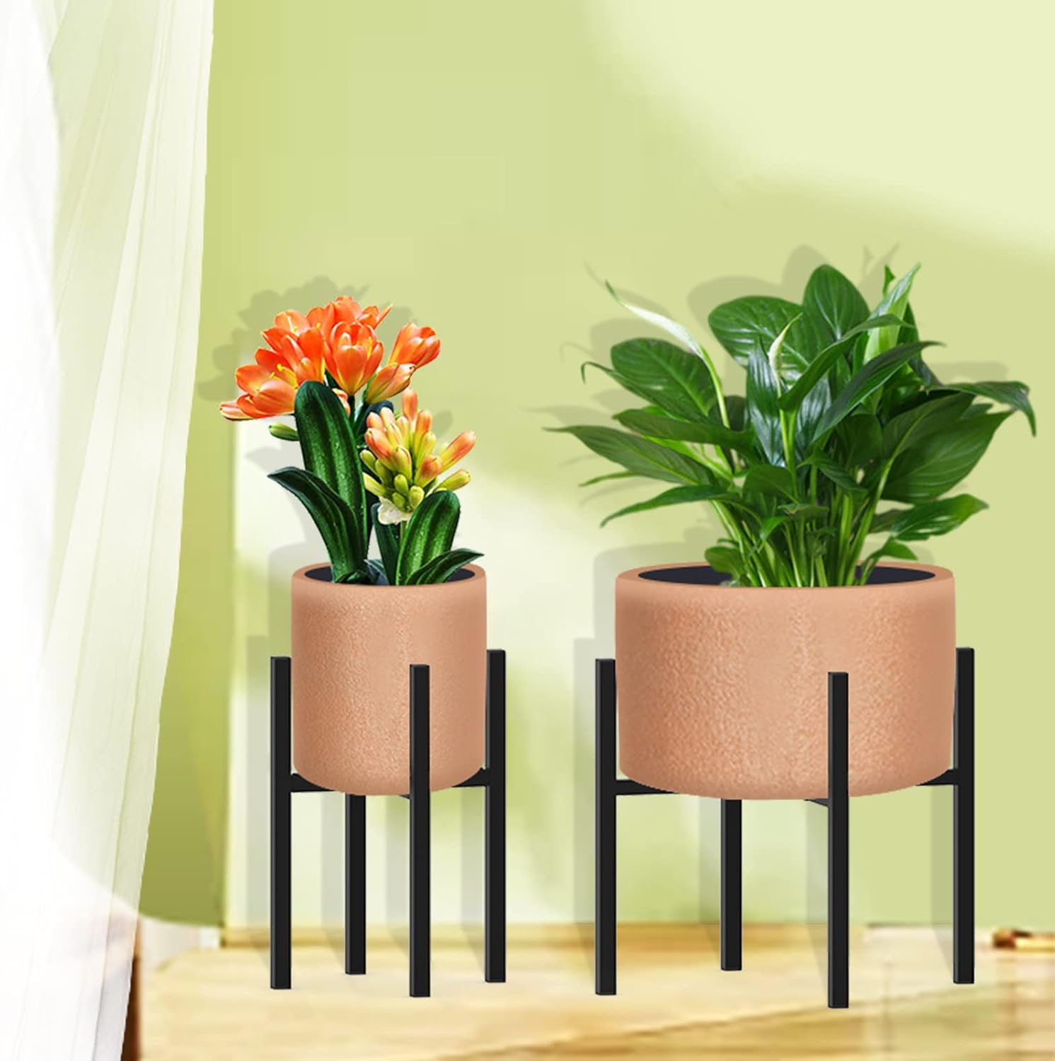 Plant Stand for 8"-12" Plant Pot Indoor Outdoor Corner, Adjustable Metal Heavy Duty for Large Pot (Black 1 Pack) image number 2
