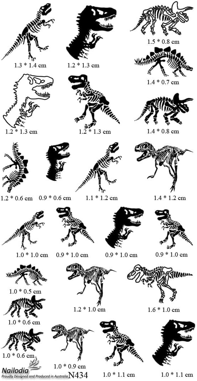 Dinosaur T-Rex Skeleton Nail Art Decal Sticker image number 1