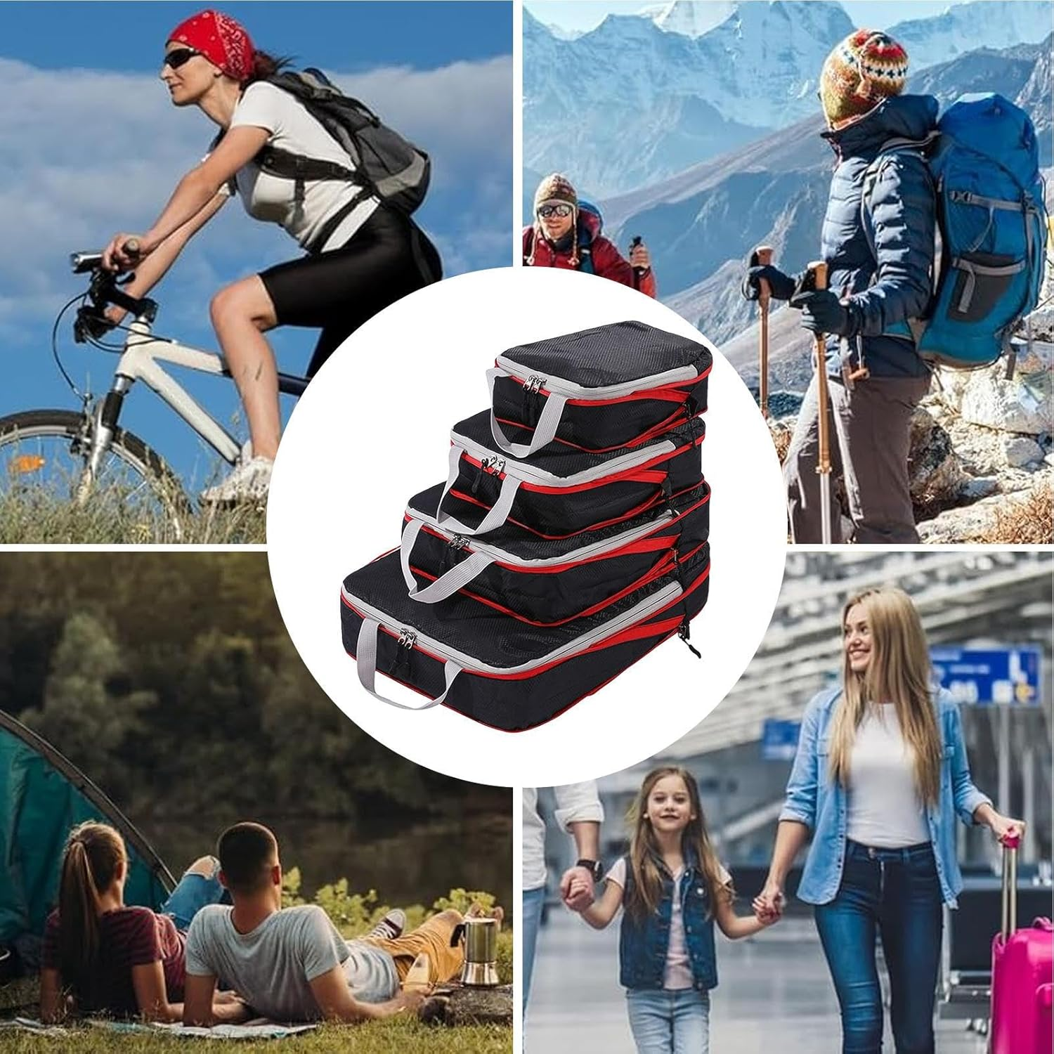 Ancsttu Packing Cubes,Travel Compression Bags for Packing - Space Saving Luggage Organizer Bags for College Backpacking Business Trip Cruise Moving House Dorm Camping image number 5