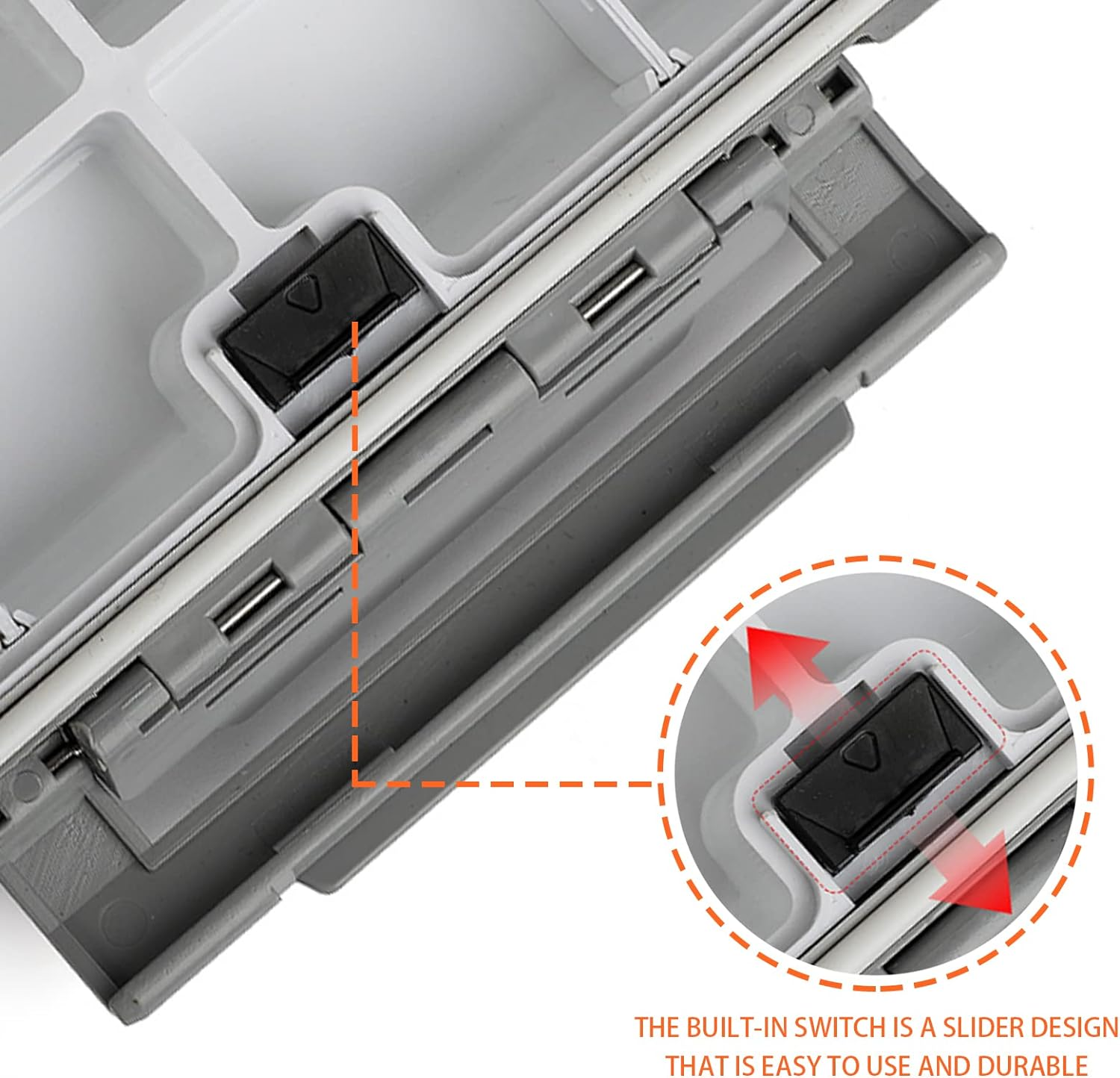 Fishing Lure Box, Waterproof Portable Lightweight Tackle Storage Box with Rubber Shock Absorber, Plastic Fishing Accessories Box for Angler (Orange S) - Green S image number 7