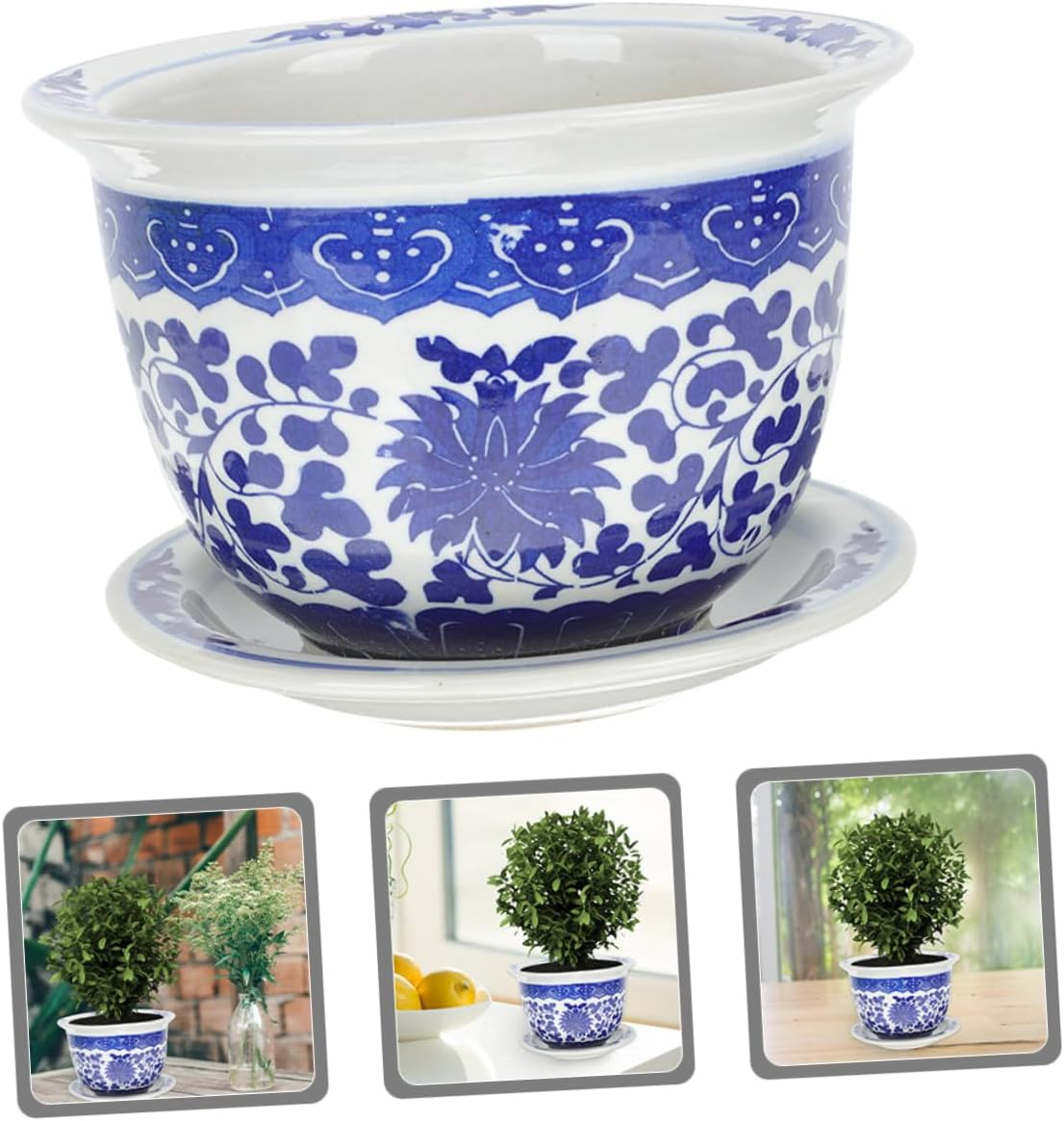 NOLITOY Ceramic Flowerpot Tray for Succulent Planters Outdoor Delicate Gardening Flowerpot for Desktop Garden Supply image number 1