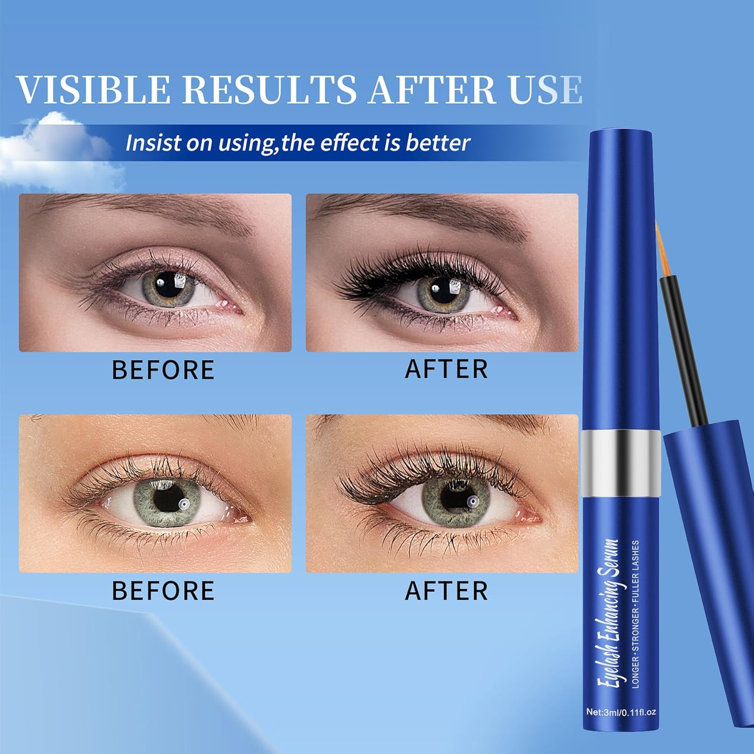 Eyelash Growth Serum &ndash; Lash Enhancing Treatment for Longer, Fuller, Curled Lashes, Nourishing & Strengthening Formula, Gentle & Safe for Sensitive Skin image number 3